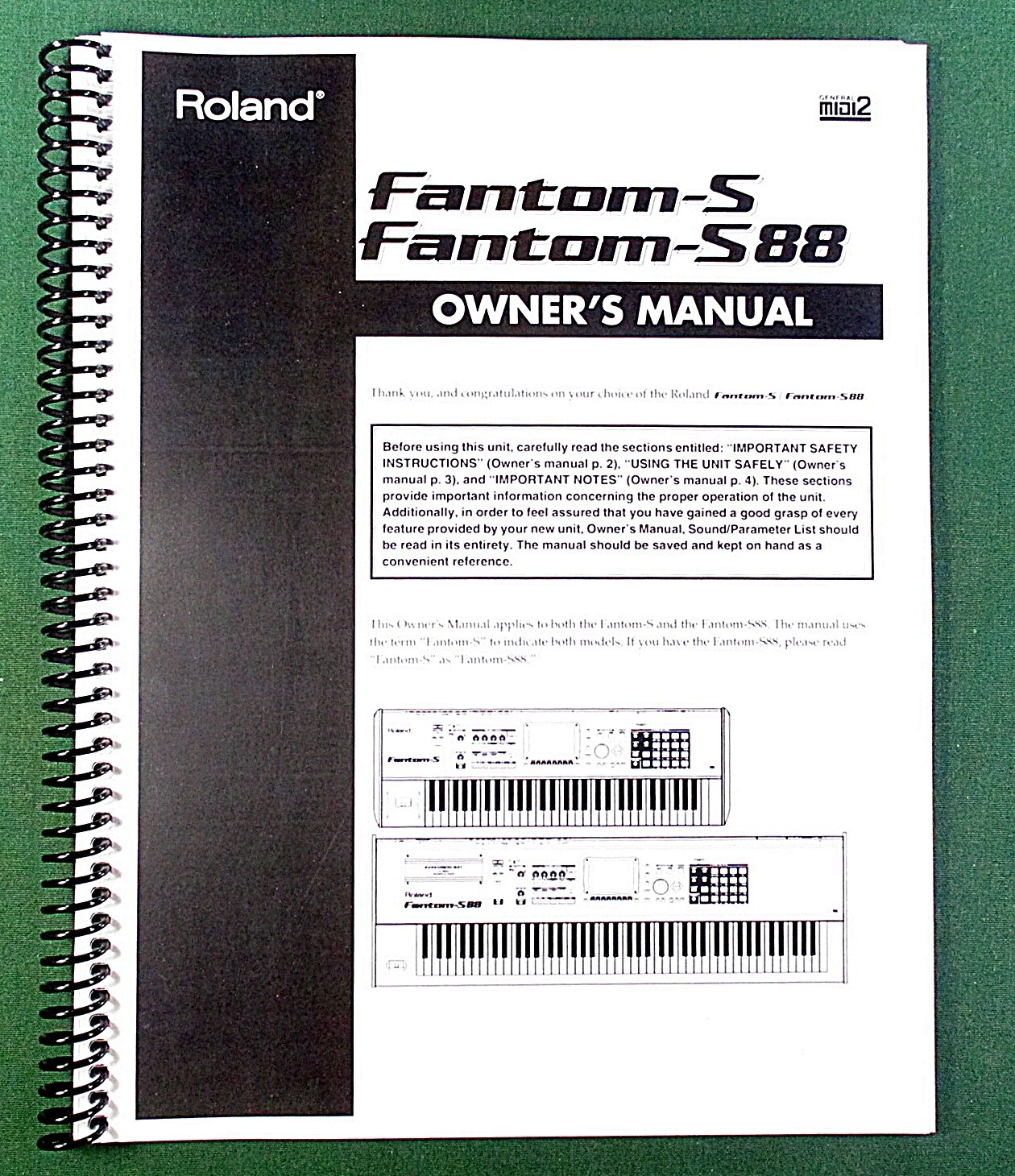 Roland Fantom-S Fantom-S88 Owner’s Manual: 228 Pages & Protective Covers!