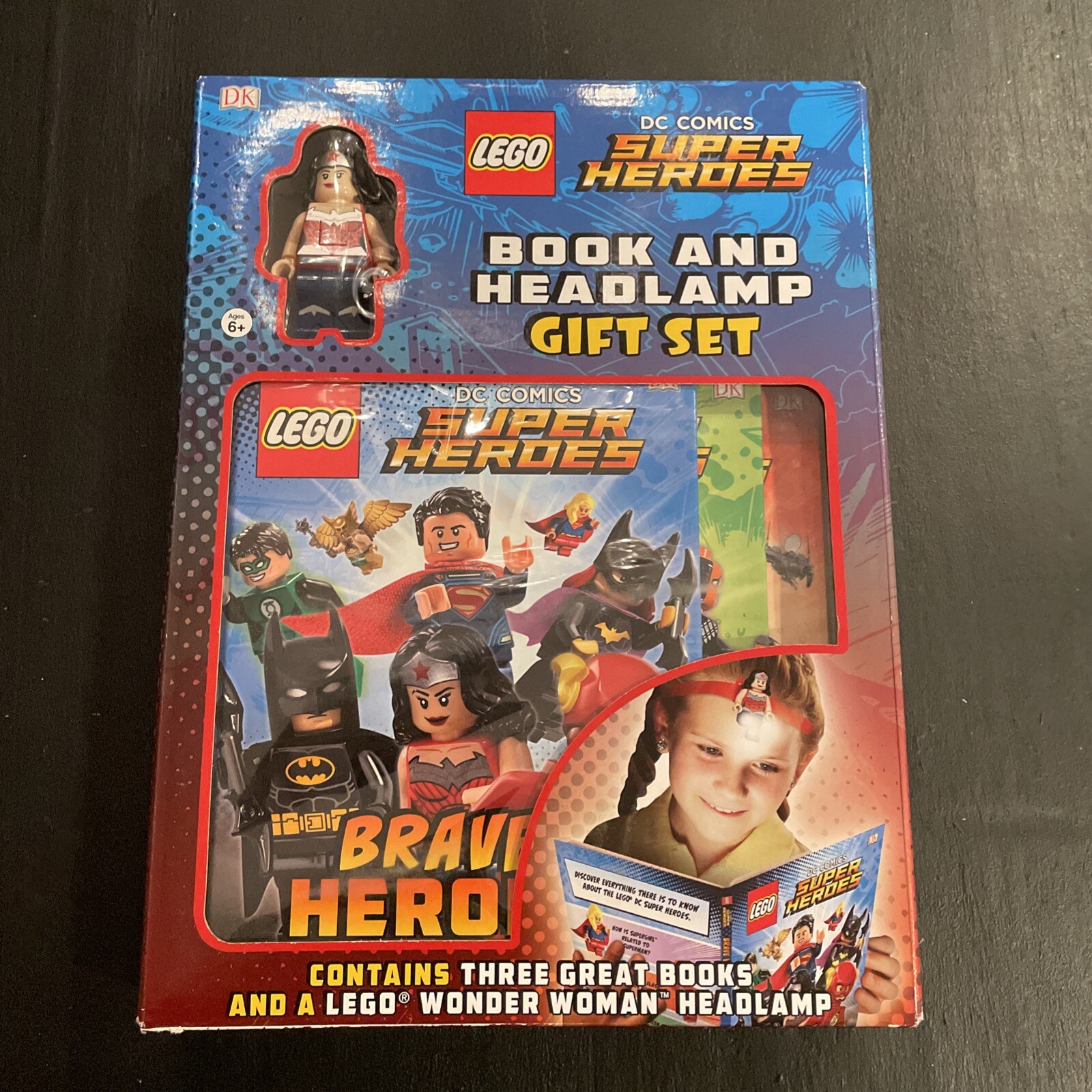 Lego DC Comics Super Heroes Wonder Woman Headlamp & 3 Book Gift Set Brand New