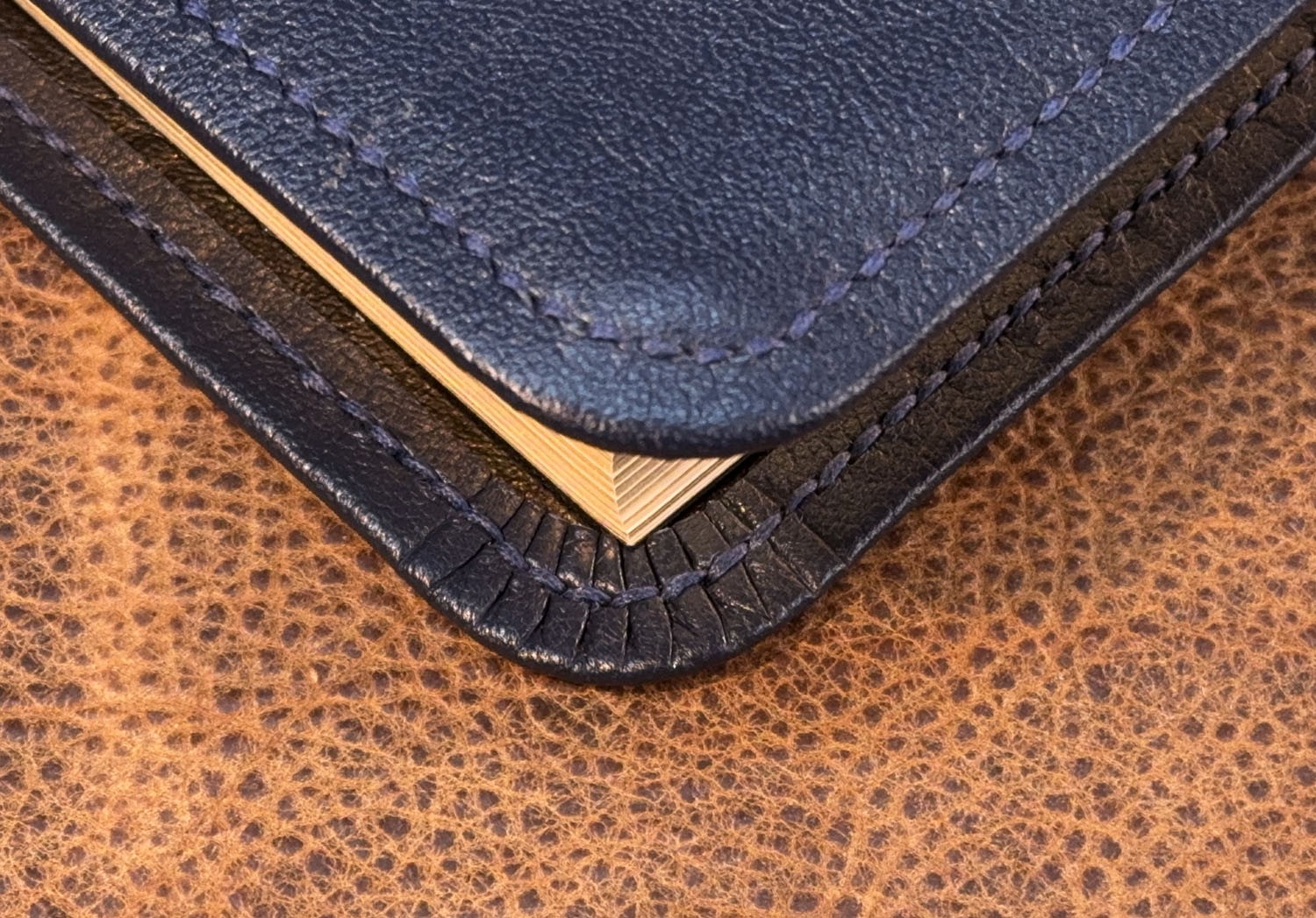 ESV Single Column Journaling Bible, Pebbled Navy Goatskin Leather, 3 Ribbons