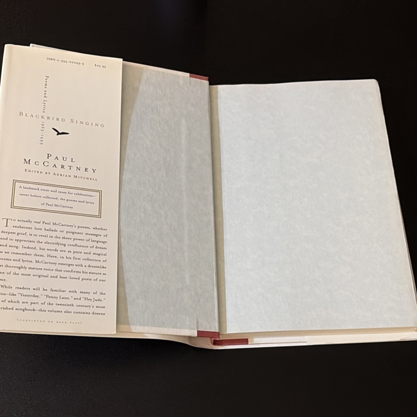 Paul McCartney Blackbird Singing Poems & Lyrics F. Am.Ed. 2001 HC w/ Dust Jacket