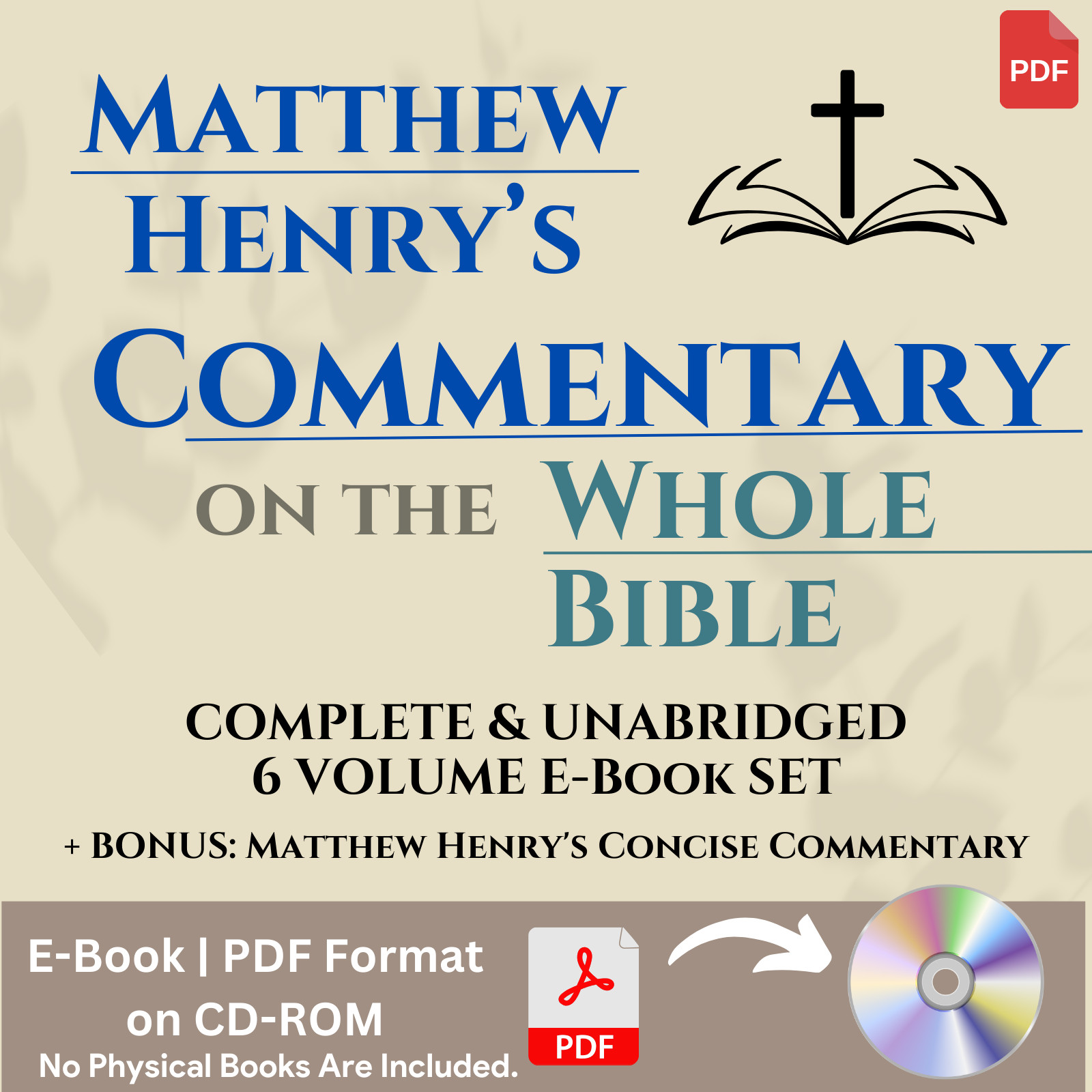 Matthew Henrys Complete Commentary Whole Bible- ALL 6 VOLUMES + Bonus Version-CD