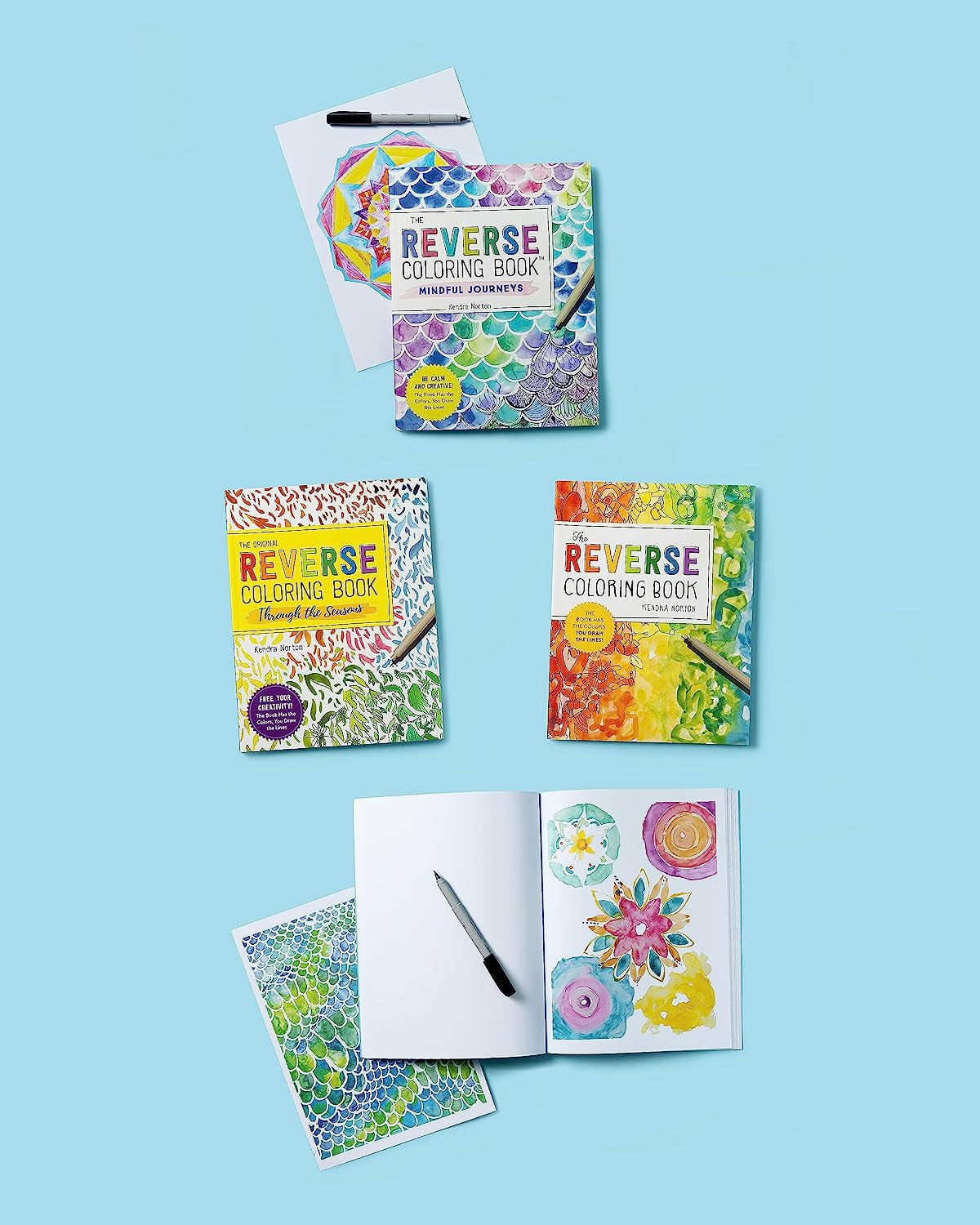The Reverse Coloring Book™: Mindful Journeys: Be Calm and Creative: the Book Has