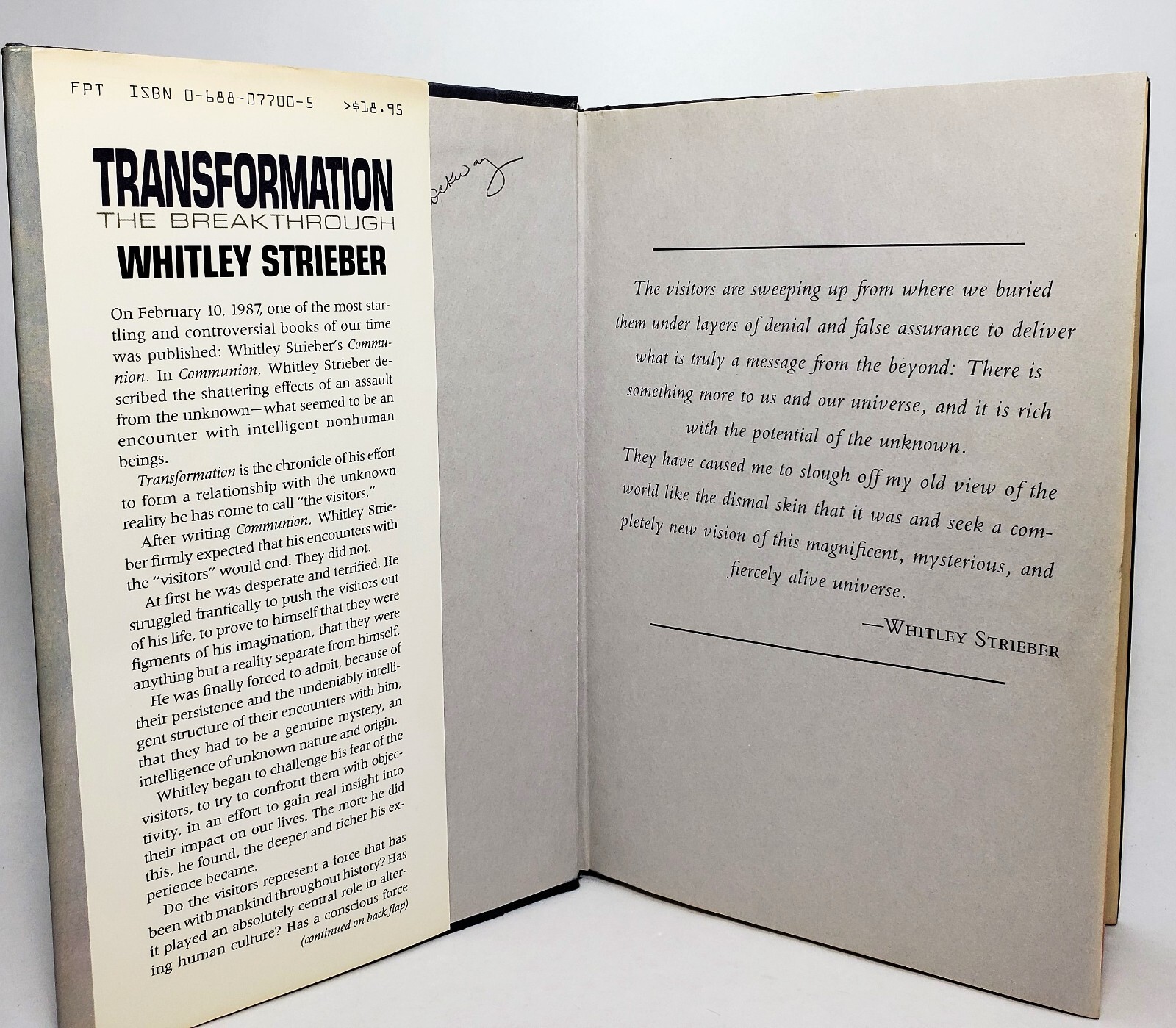 Transformation The Breakthrough Whitley Strieber First Edition First Print HC$DJ