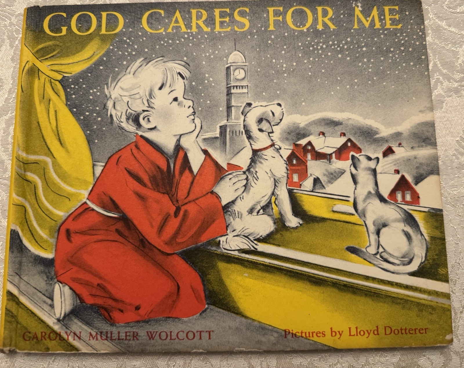 Vintage 1956 Abingdon Press God Cares for Me Picture Book Wolcott Dotterer