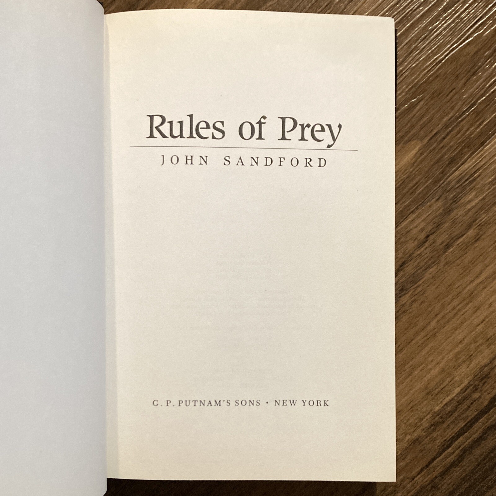 Rules of Prey – John Sandford (1st edition 2nd print) G.P. Putnam’s Sons, 1989