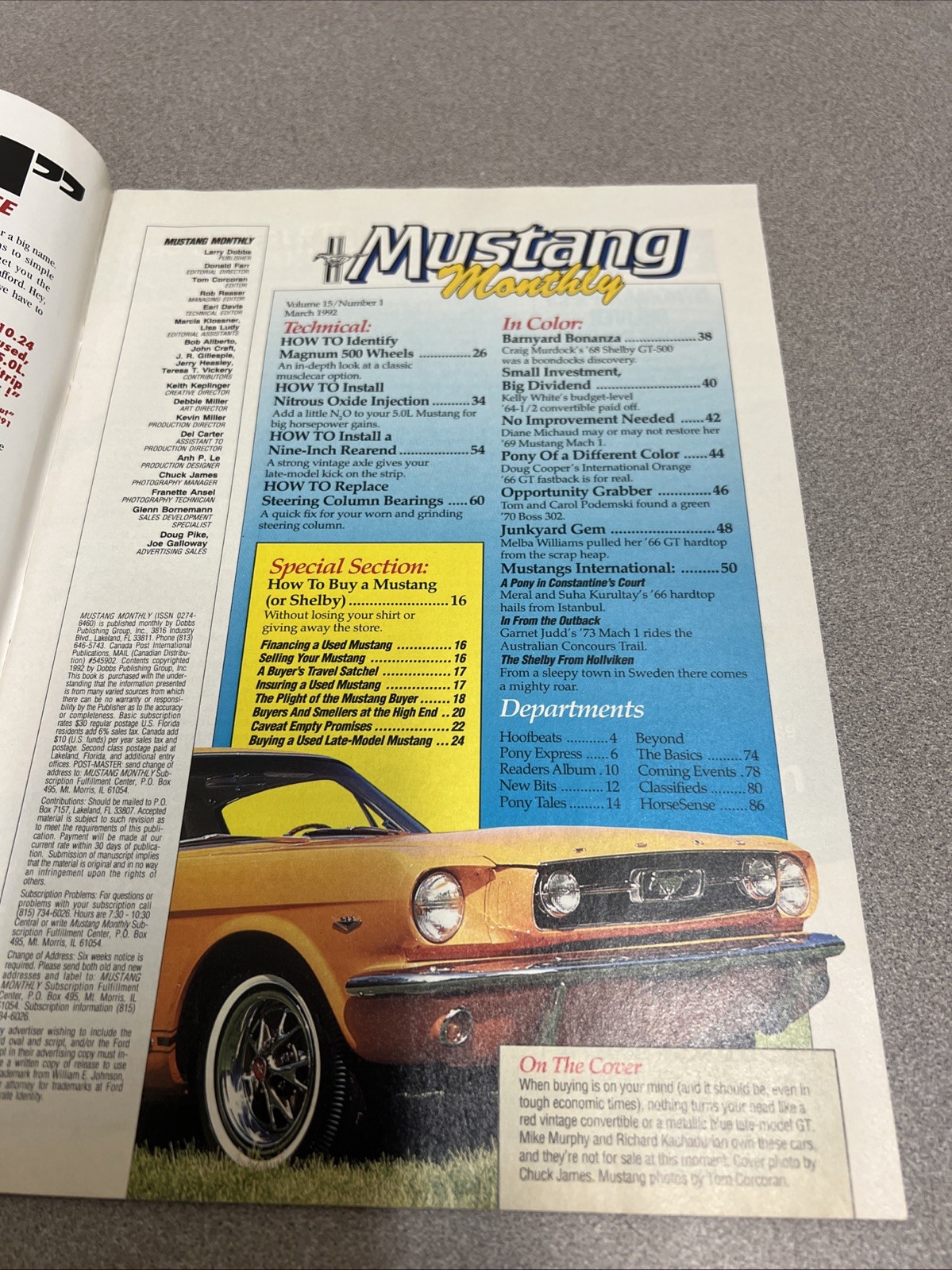 Mustang Monthly Mar/1992/how To Buy Special/Conv./Shelby/5.0 L/Mach 1/Gts/T86