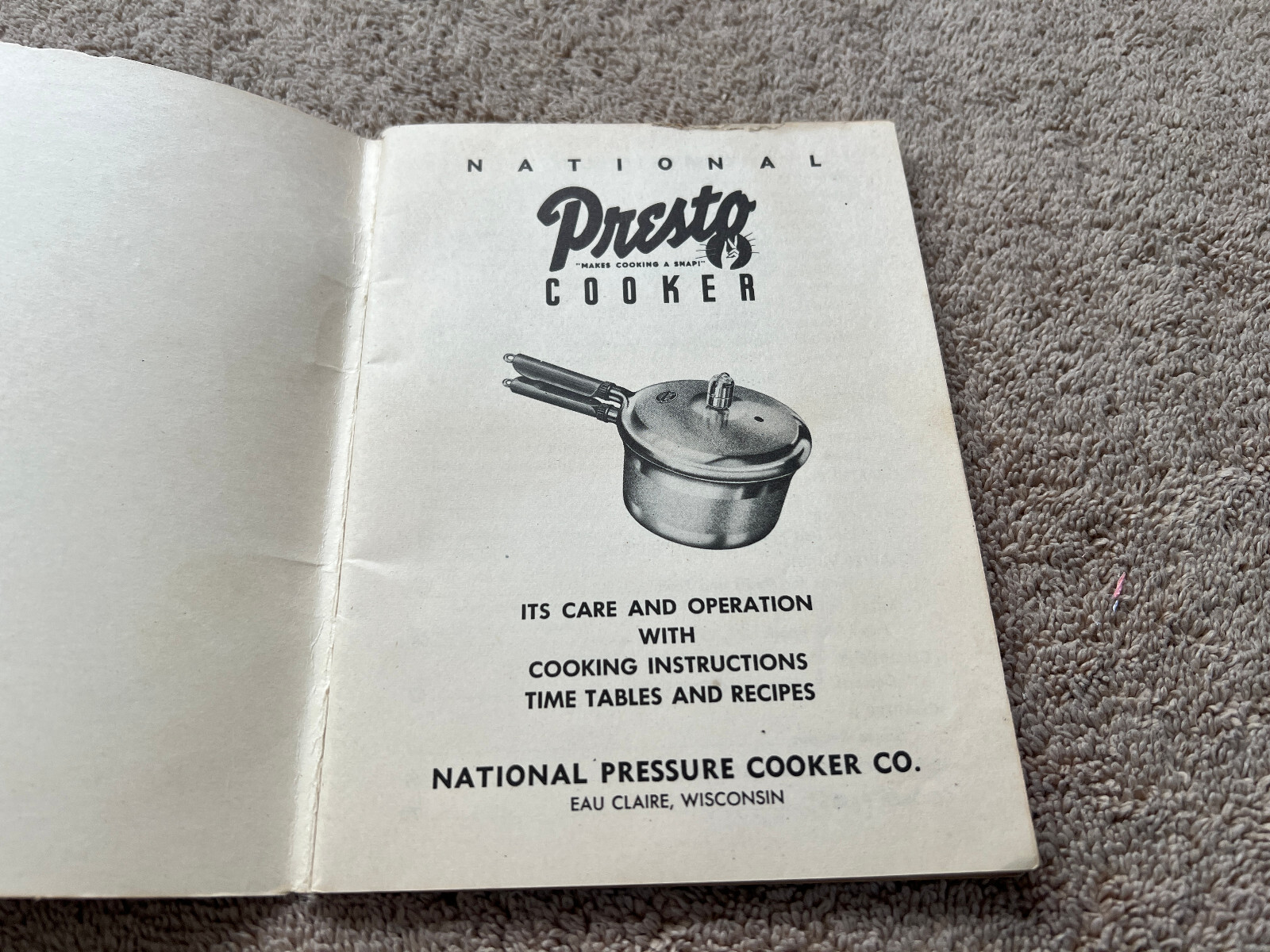 Vintage 1946 National Presto Cooker Recipe Book, Use & Care Guide, 70 Pages