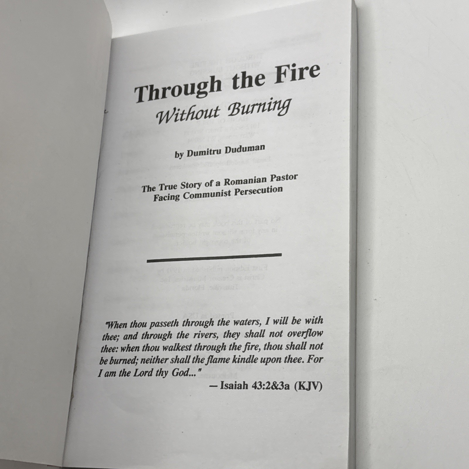 Through the Fire Without Burning by Duduman, Dumitru Paperback / softback Book