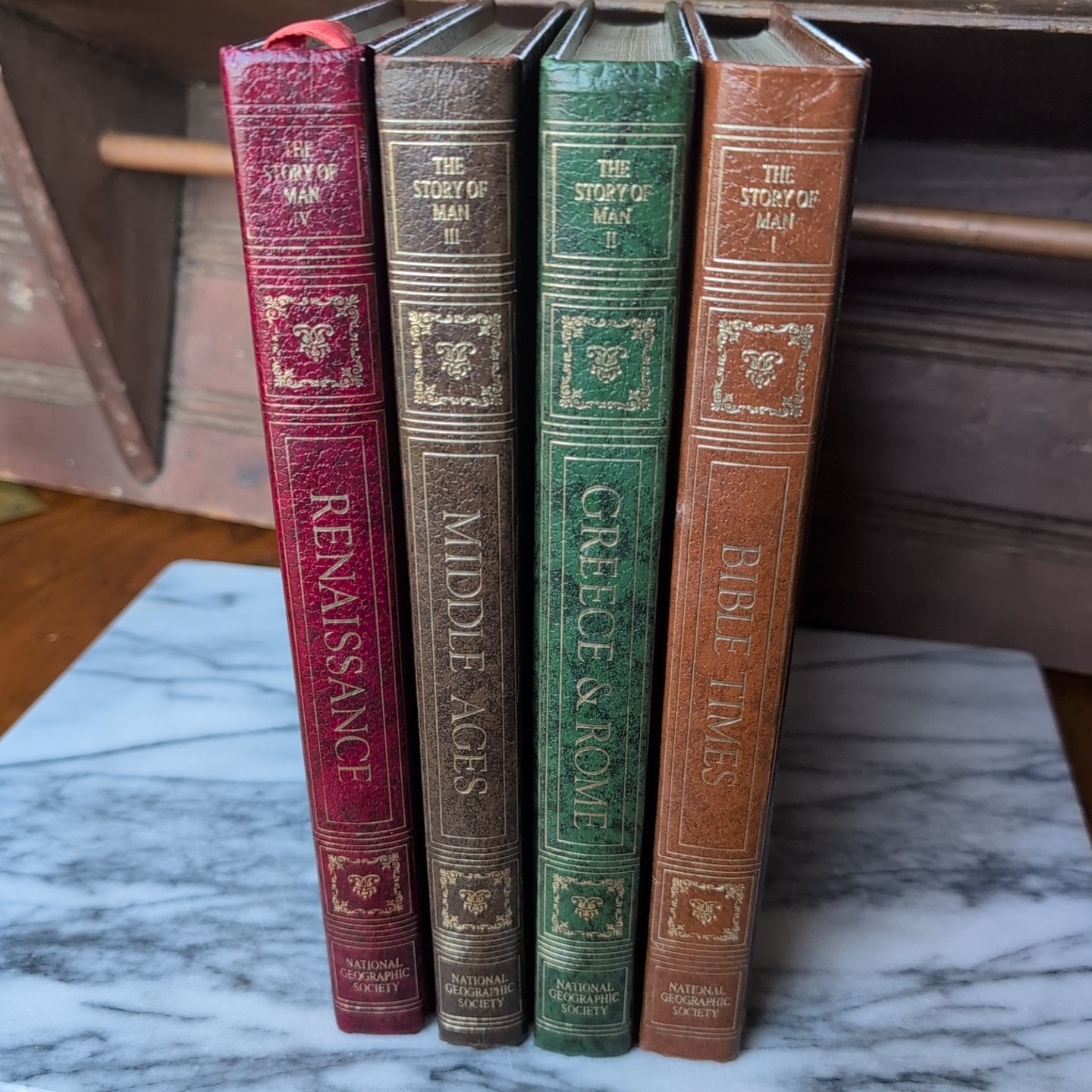Staging Home Decor Book Lot The Story of Man National Geographic Society I-IV
