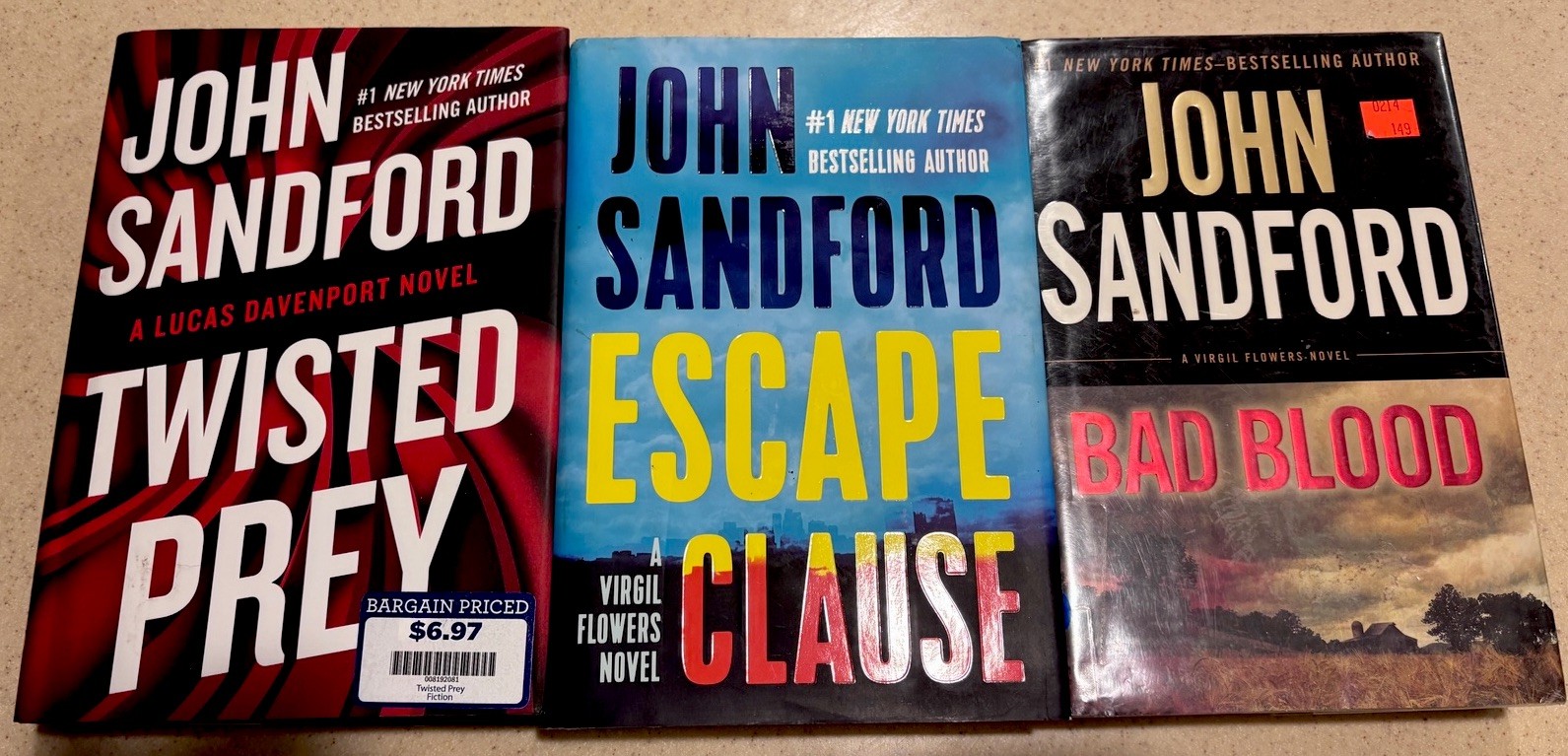 John Sandford Thriller Lot Twisted Prey Escape Clause Bad Blood HC PB