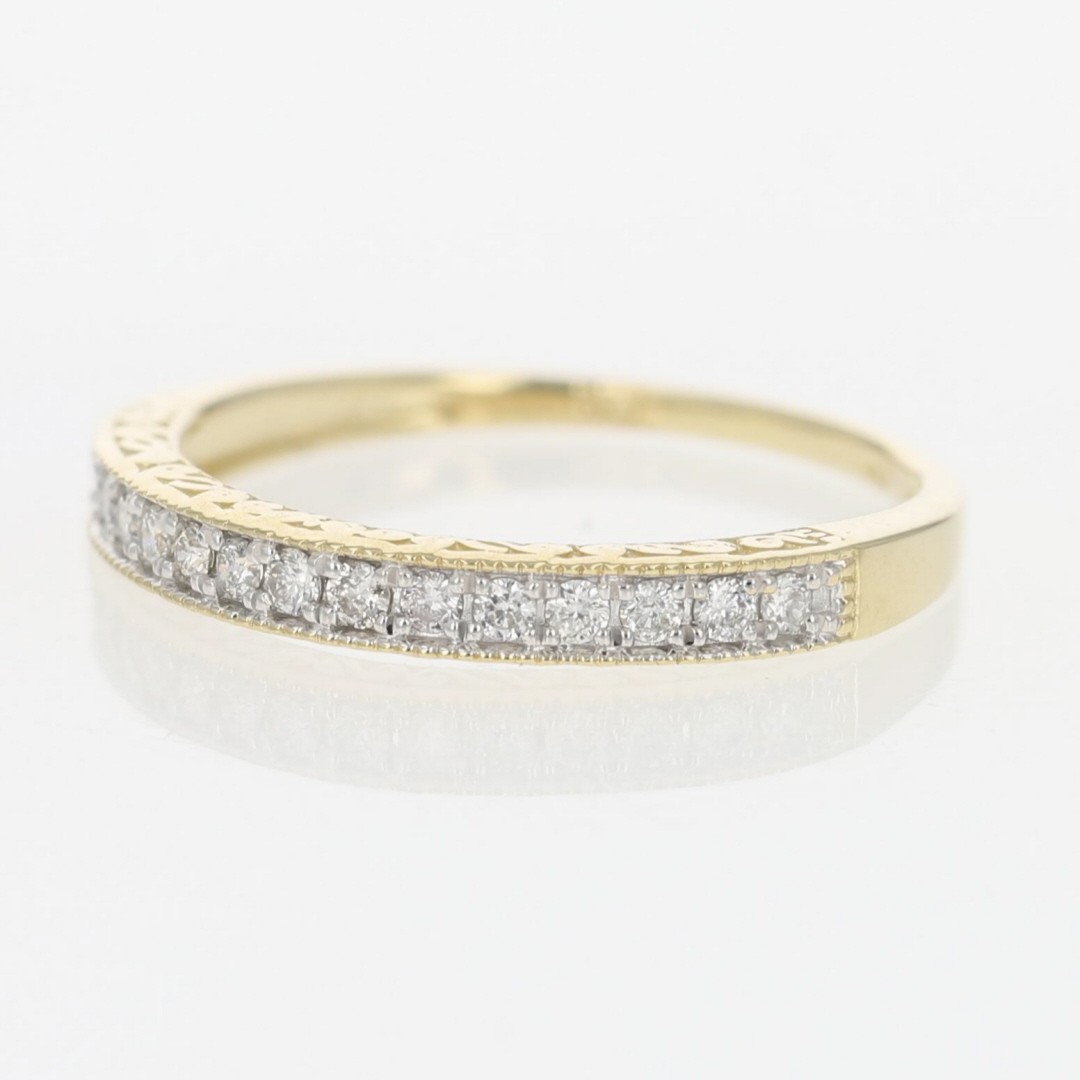 .18ctw Diamond Pavé Milgrain Scroll Wedding Band Ring 14k Yellow Gold Size 7