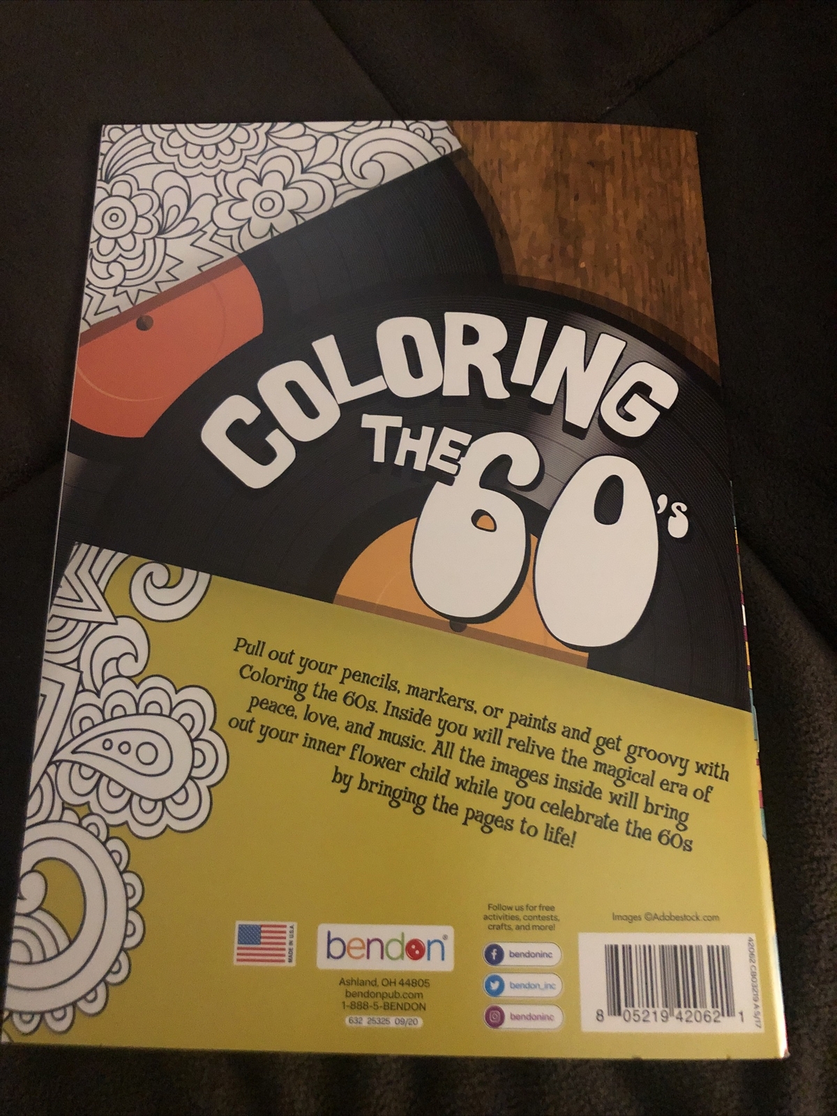 COLORING THE ’60S (ADVANCED COLORING ) 16 PAGES BY BENDON – BRAND NEW
