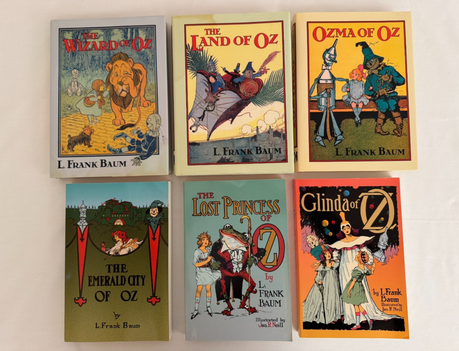 Wizard of Oz Books by L. Frank Baum Lot of 6 Large Print Books, 3 HC w/DJ, 3 PB