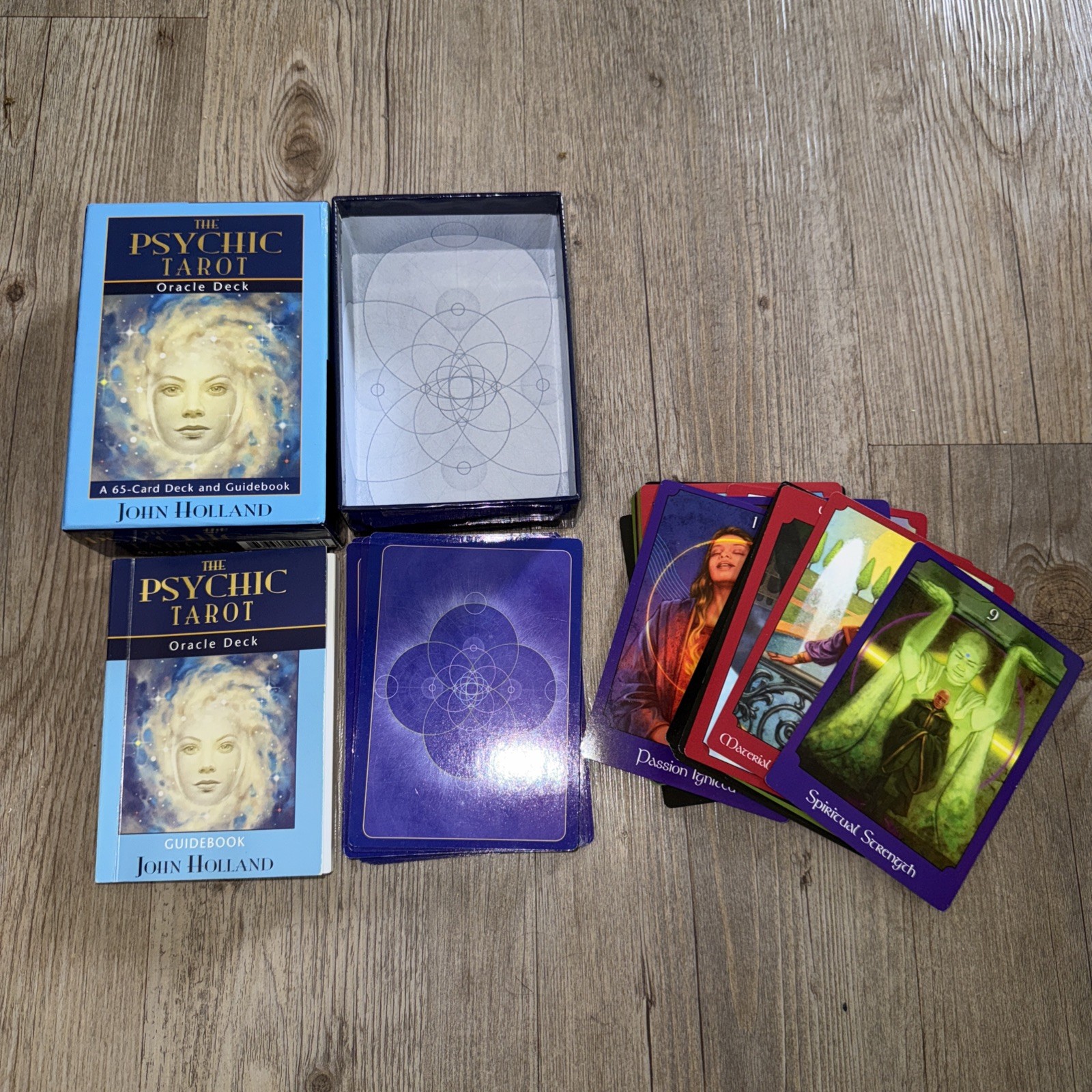 The Psychic Tarot Oracle Deck: A 65-Card Deck Guidebook In Box Gold Edge Cards