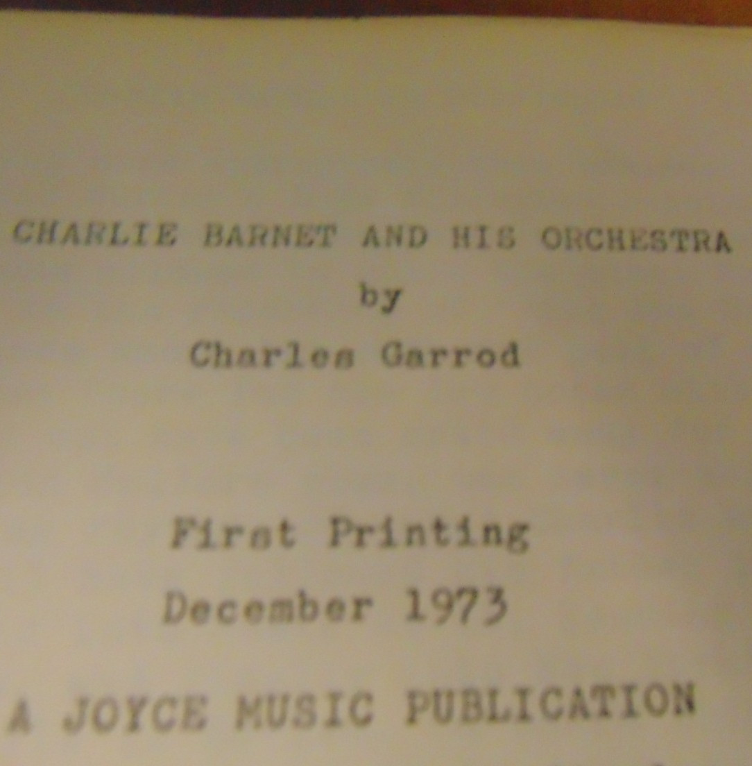 Charlie Barnet 70-pages 1930-1973 by Charles Garrood discography