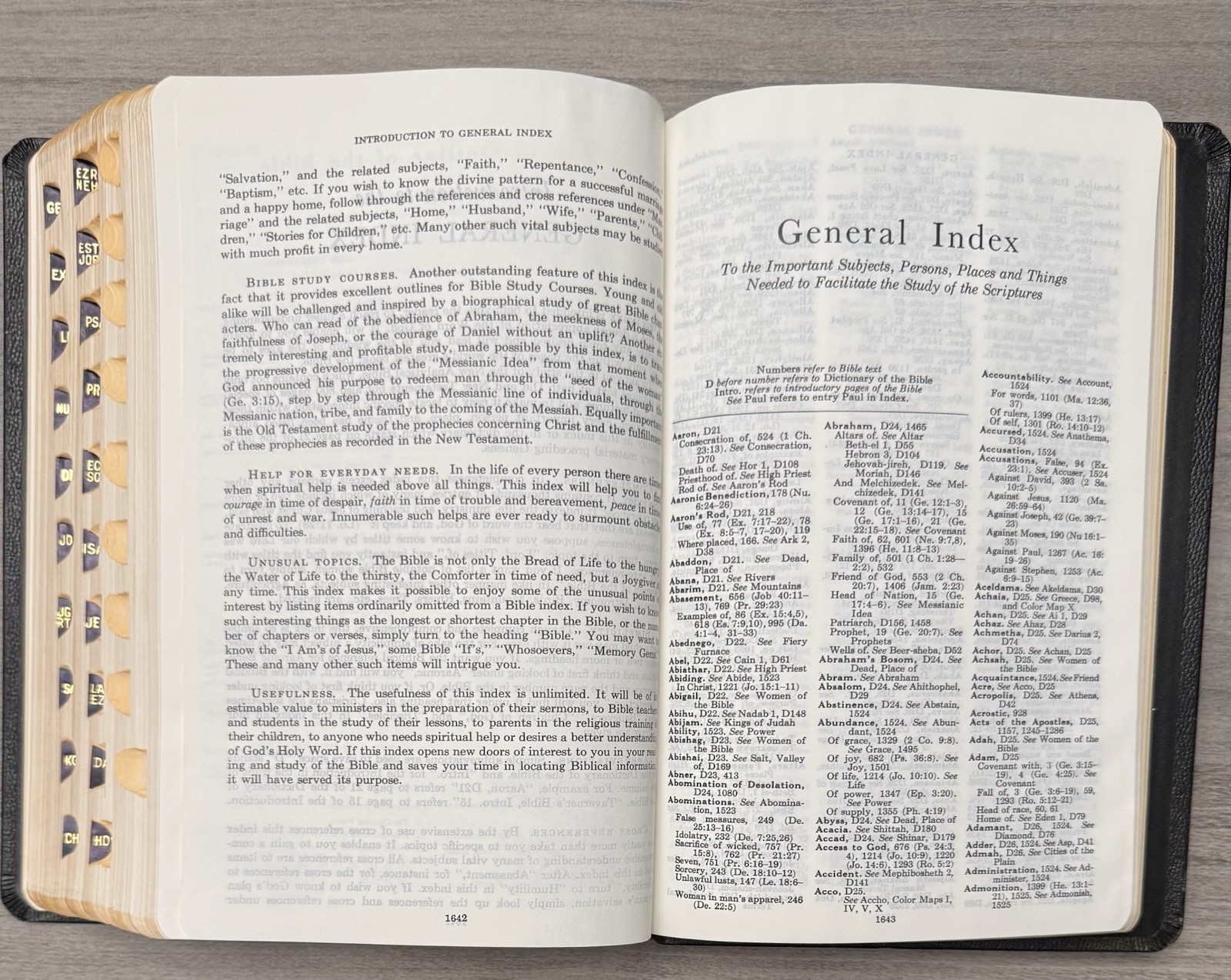 Unmarked 1971 KJV Dickson New Analytical Indexed Bible; Black Leather Thumb Tabs
