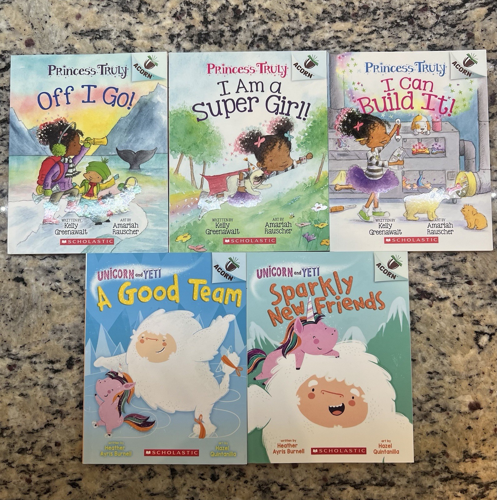 Scholastic Acorn Beginning Readers- Princess Truly & Unicorn and Yeti-5 Book Lot