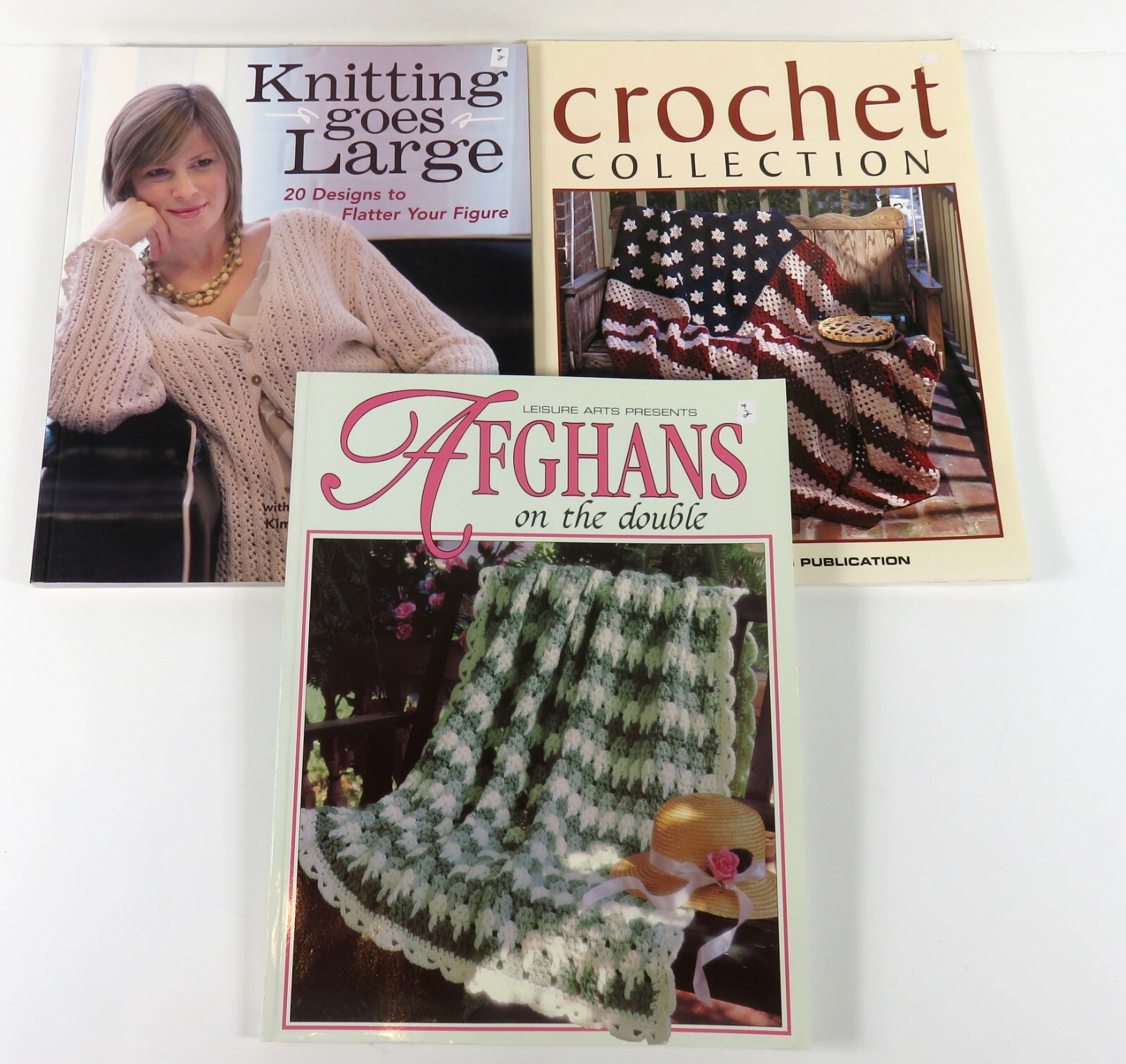 Afghans on the Double Crochet Collection Knitting Goes Large Lot of 3 Books