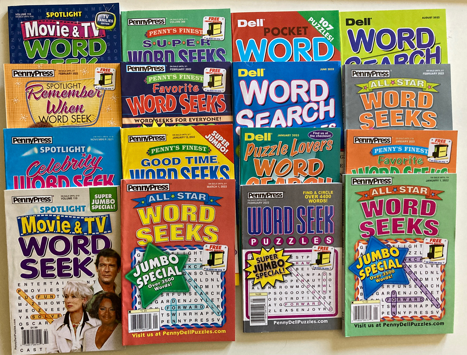 Lot of 5 Dell Penny Press Word Search Puzzle Books UNSORTED MIXED Seek Hunt