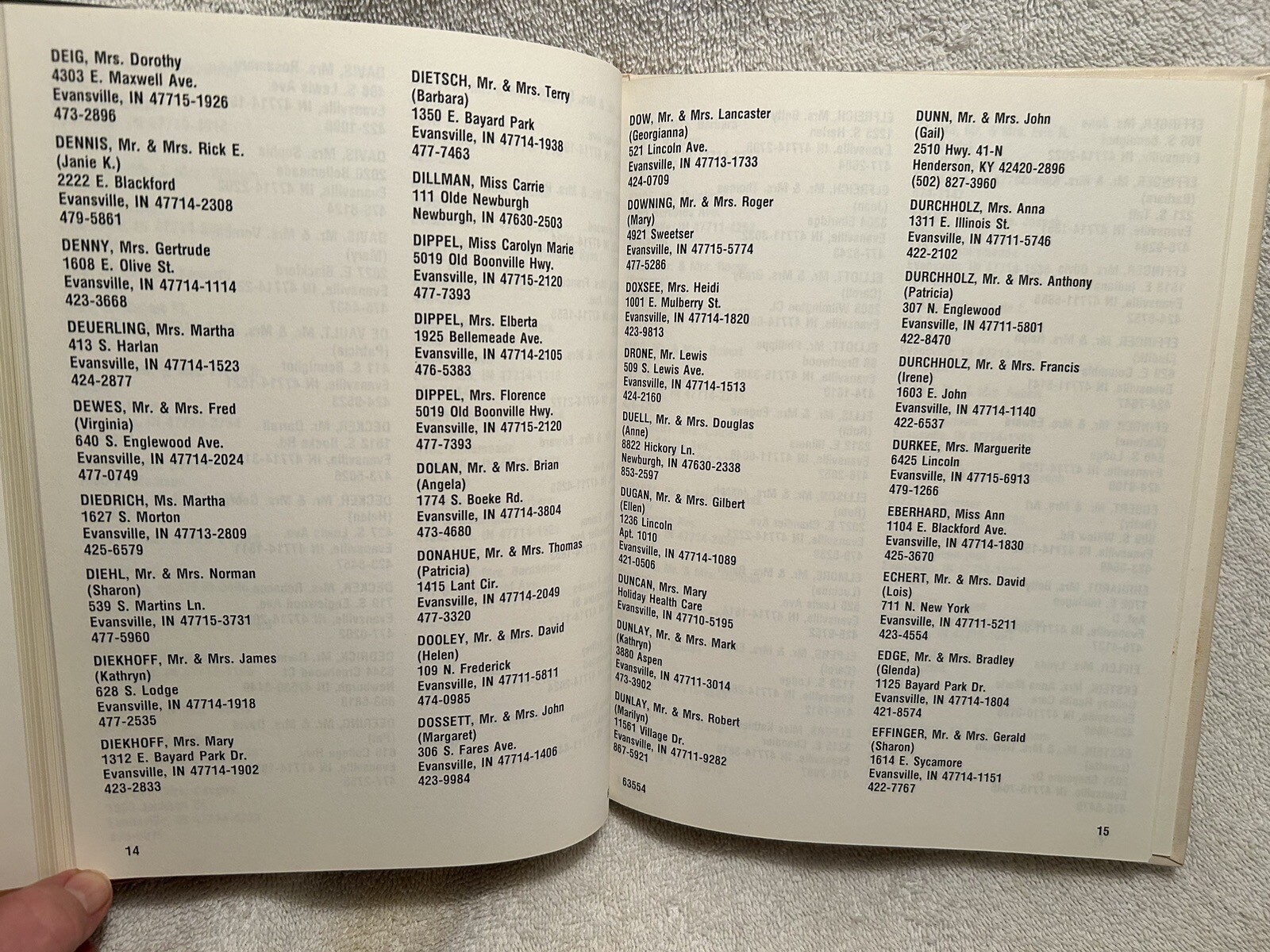 1992 Directory Saint Benedict Parish Evansville IN With Member Photos 106 Pages