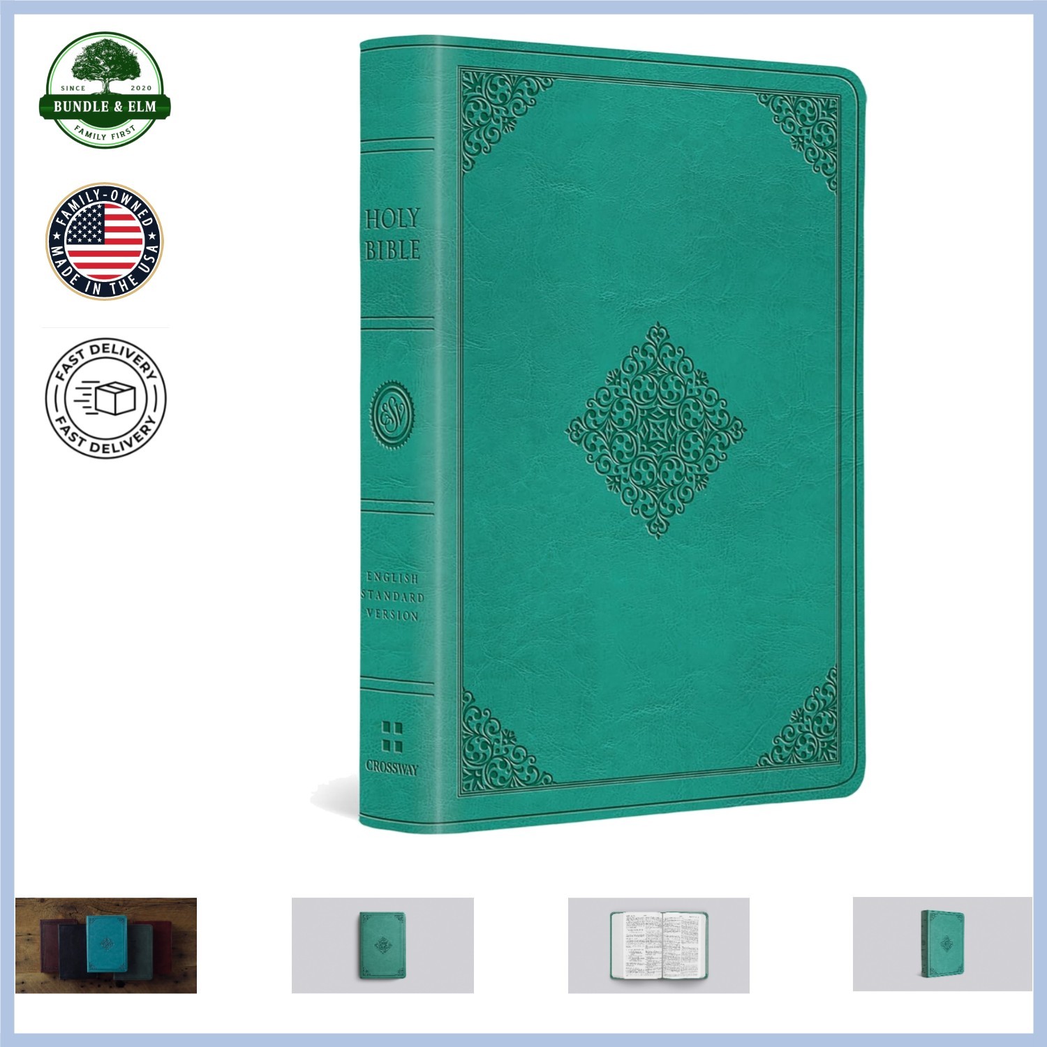 Durable Compact Bible Featuring Large Print Text and Elegant Ornament Design