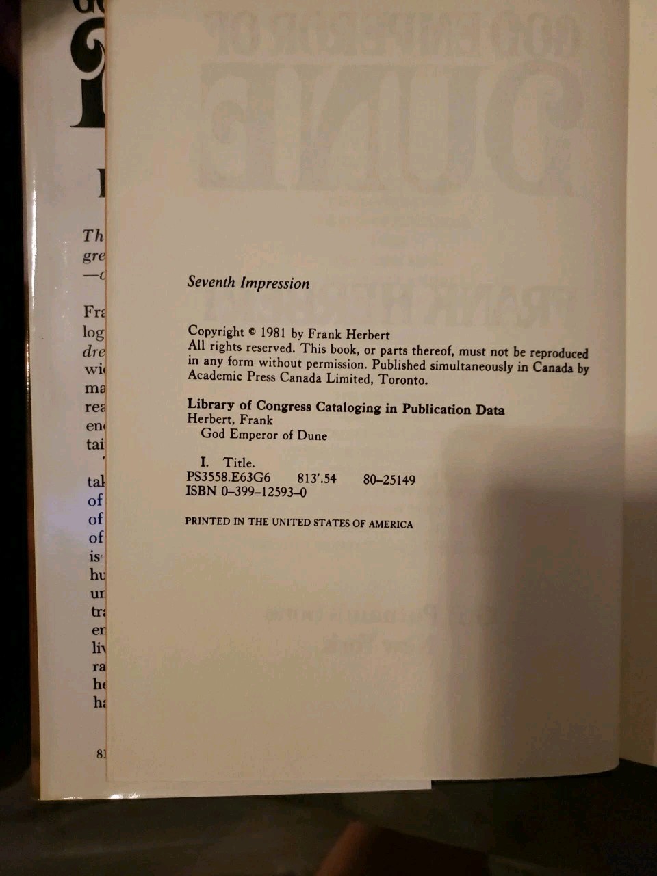Frank Herbert God Emperor of Dune 1981 1st Edition HC/DJ Vintage