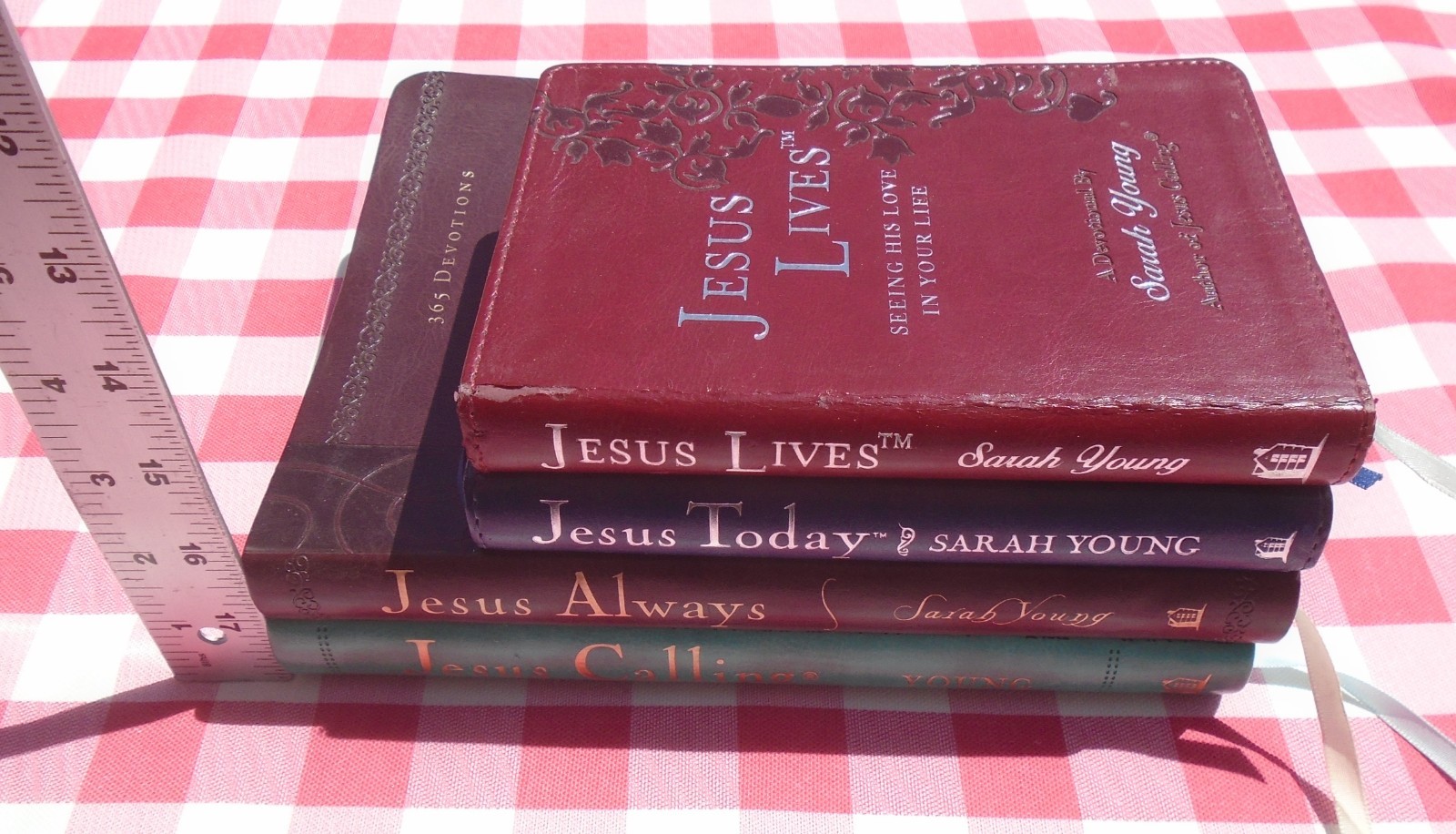 JESUS LIVES, JESUS TODAY BY SARAH YOUNG LOT OF 4 IMITATION LEATHER COVER