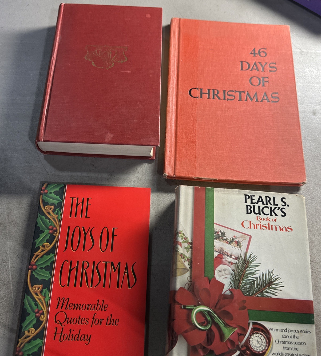 4 Vtg. Christmas Books. Pearl S. Buck’s Book of Christmas, 46 Days, Fireside Etc
