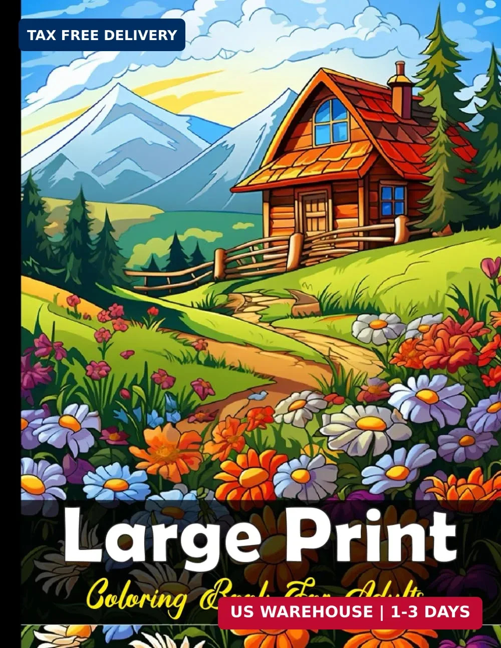 Large Print Coloring Book For Adults: Stress relief adult colouring book with la