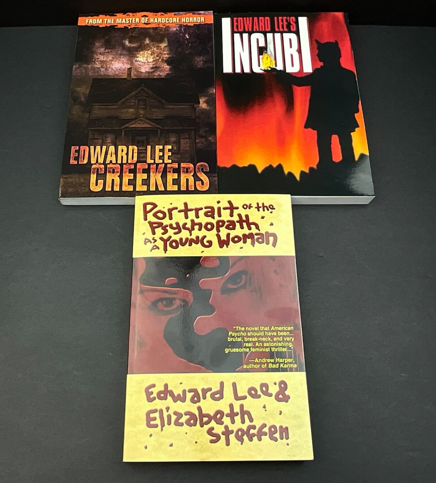 Edward Lee Lot of 3 Signed TPB Necro Publications Incubi, Creekers, Psychopath