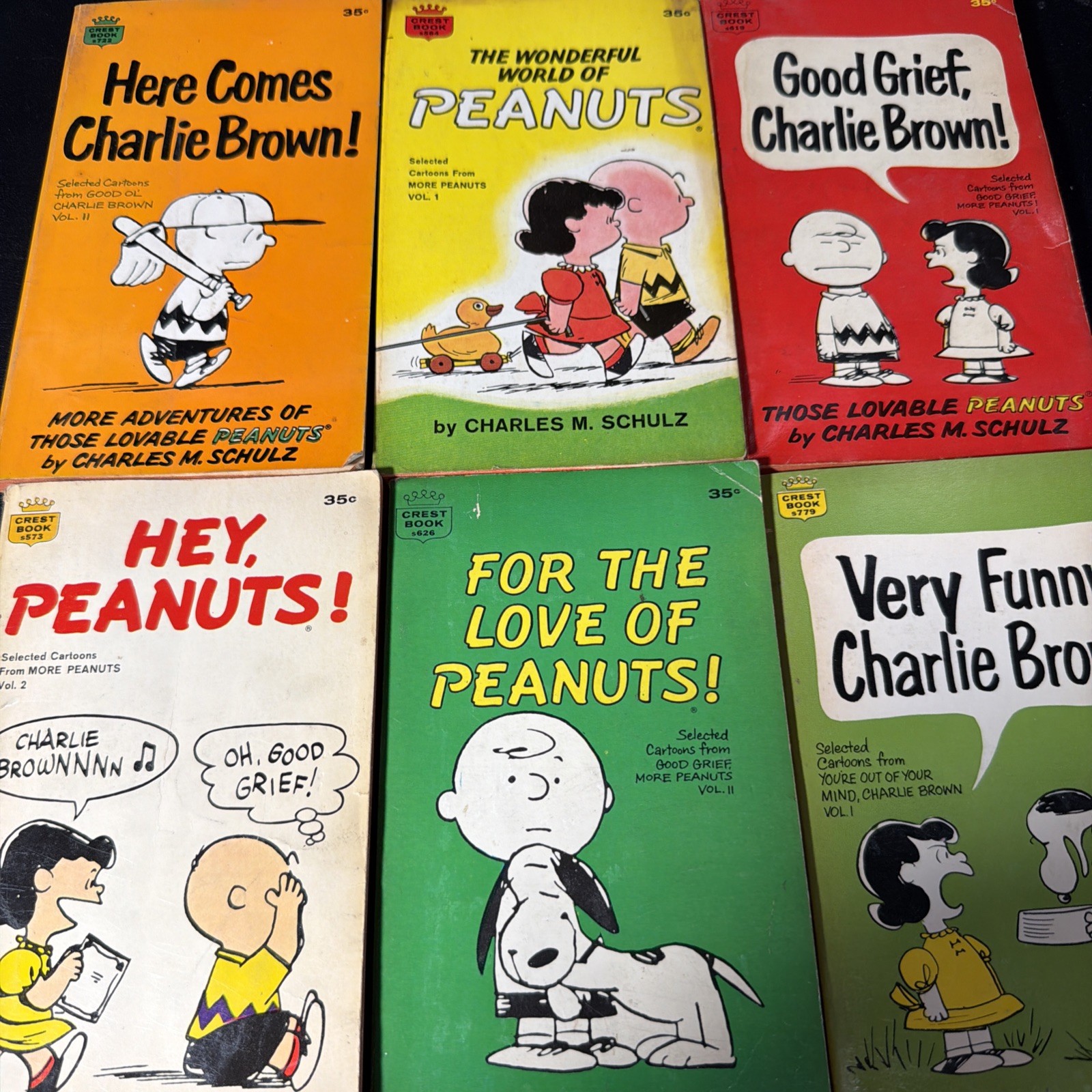 Vintage 60’s “PEANUTS/ CHARLIE BROWN/ SNOOPY”, Books. Lot Of 6. Pre Owned.