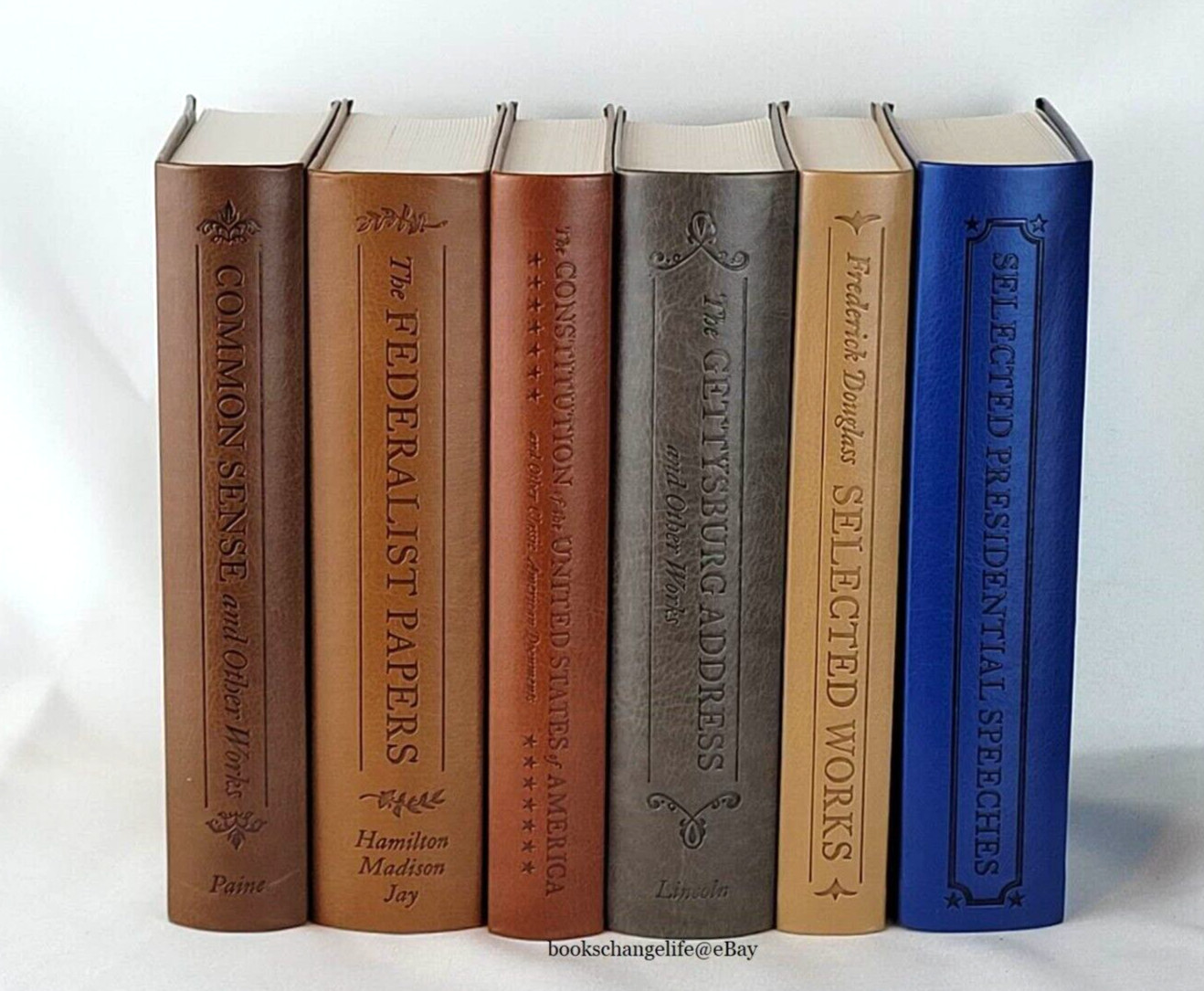COMMON SENSE, FEDERALIST PAPERS, CONSTITUTION +3 *Set of 6 Leather Book Set NEW*