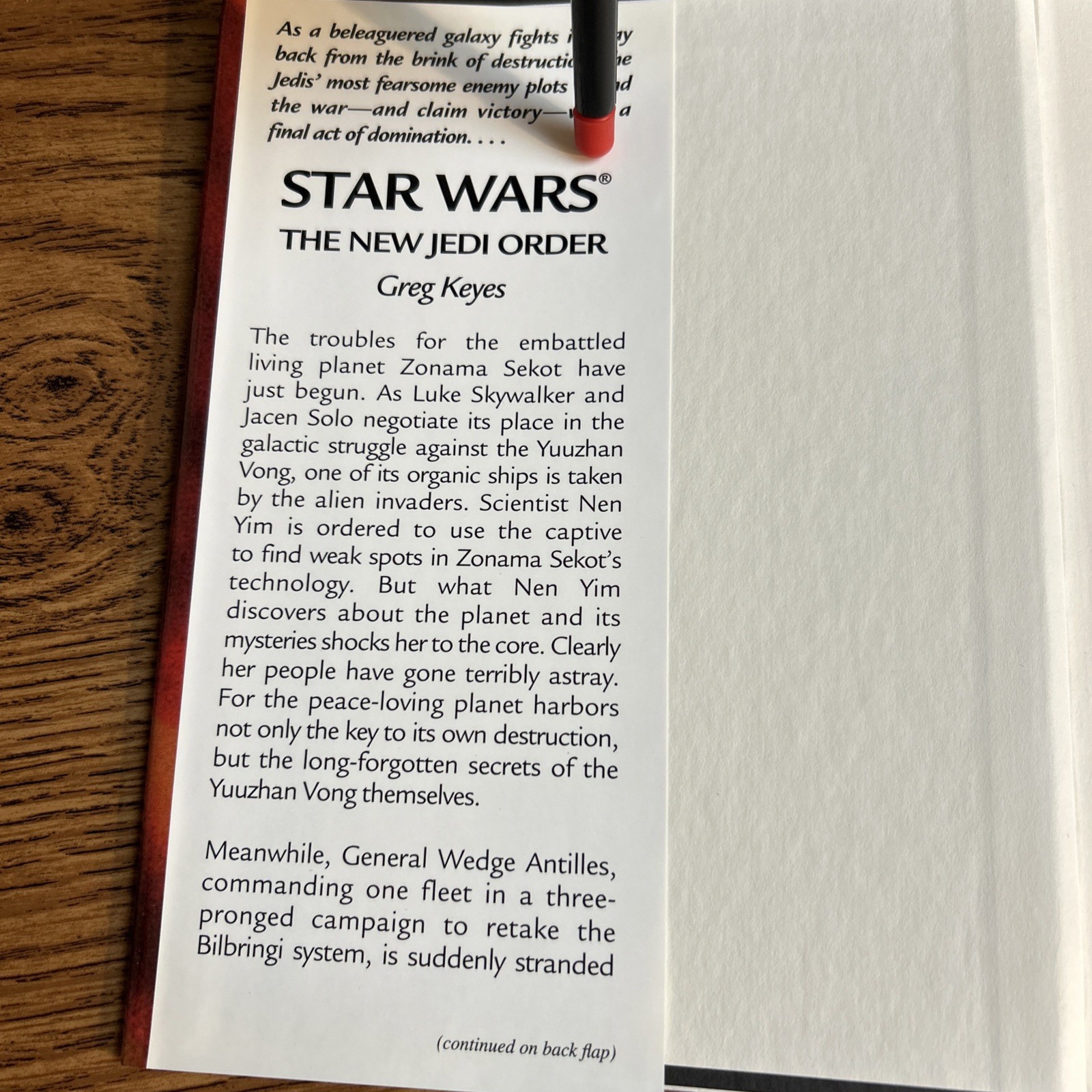 Star Wars The Final Prophecy Greg Keyes Hardcover DJ New Jedi Order Del Rey