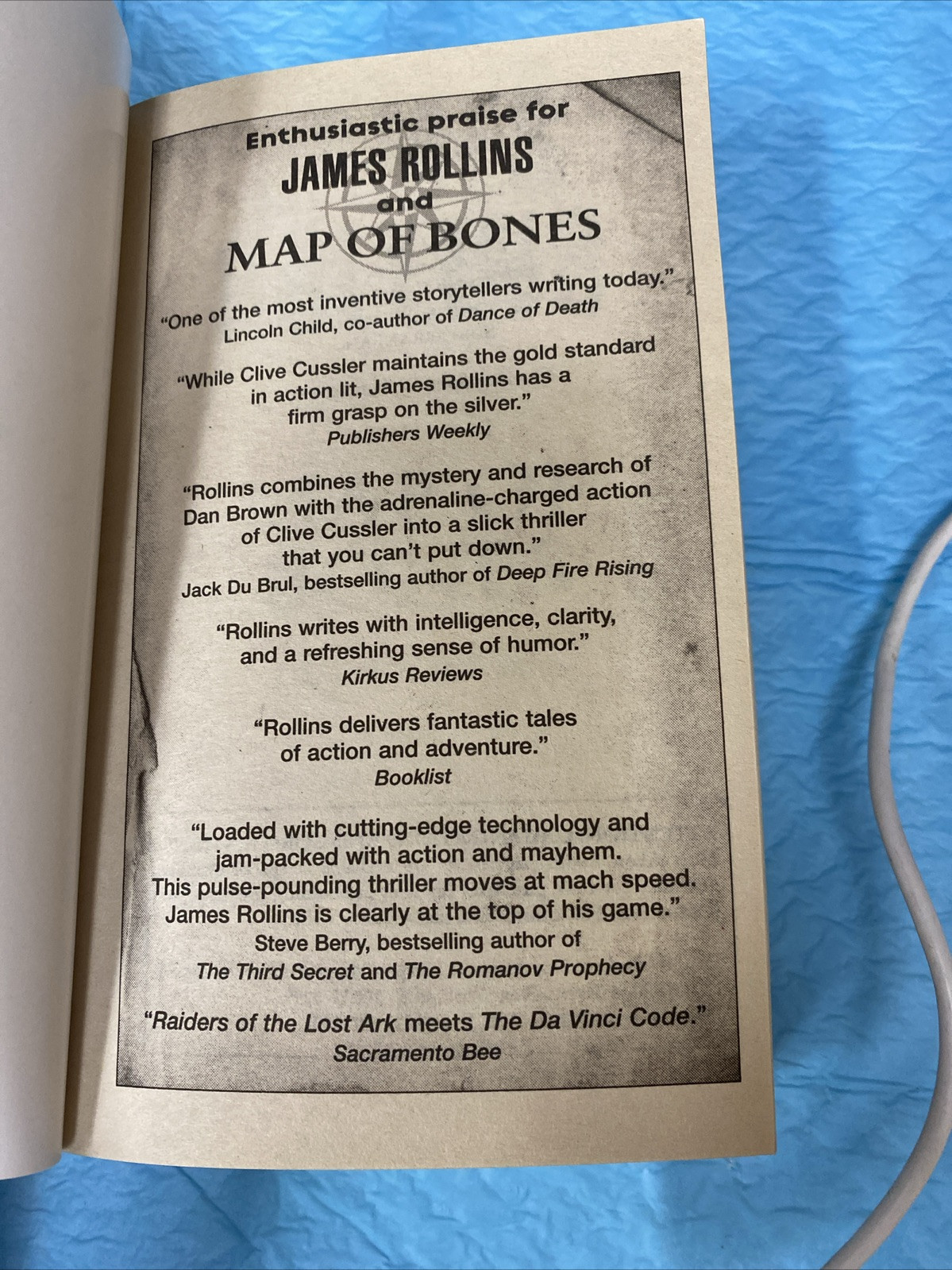 Map of Bones, James Rollins (Sigma Force Novel) ~ 540 pages (2006) PB *MINT*
