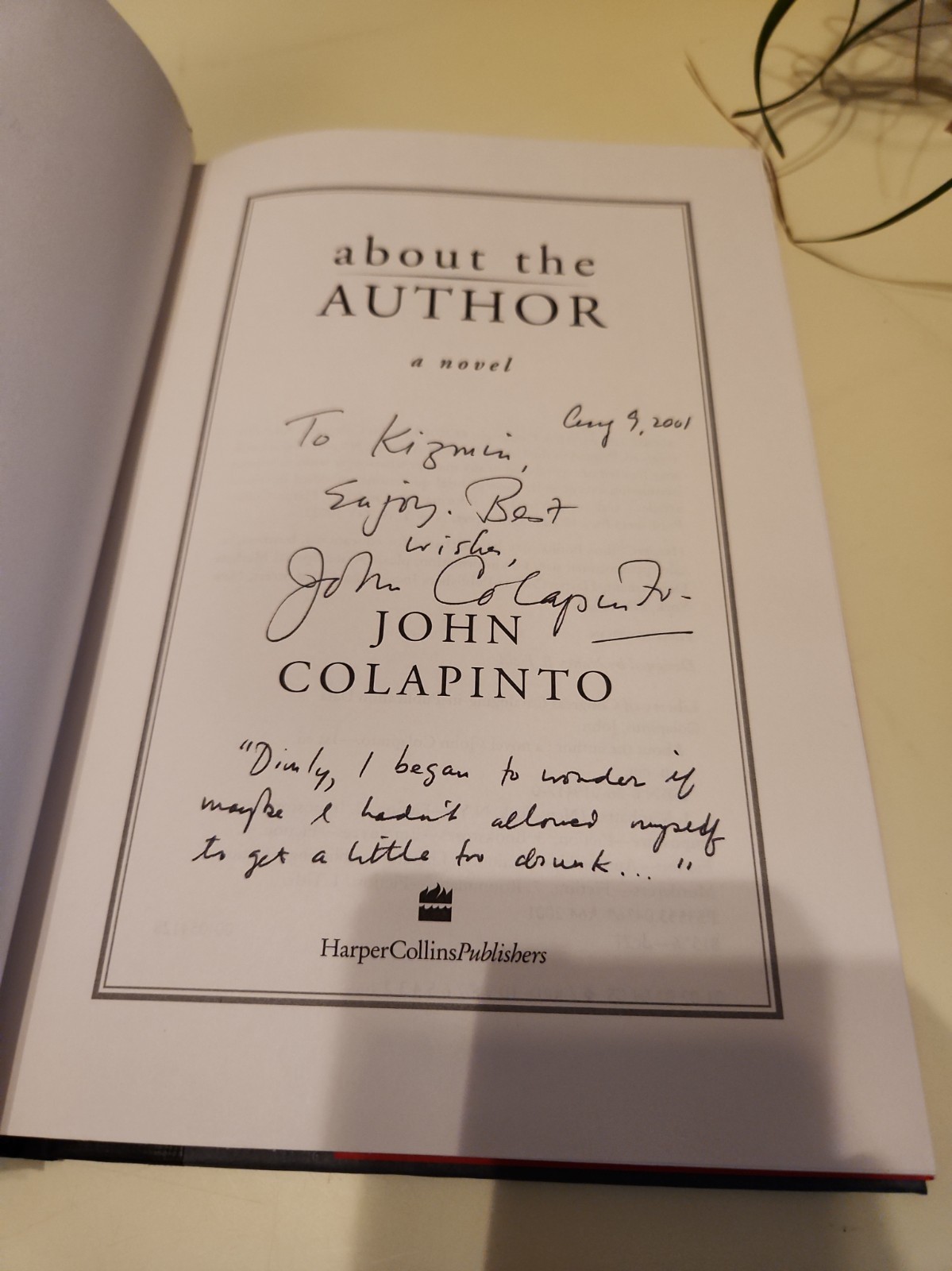 1ST EDITION INSCRIBED BY AUTHOR JOHN COLAPINTO ABOUT THE AUTHOR HC COLLECTIBLE