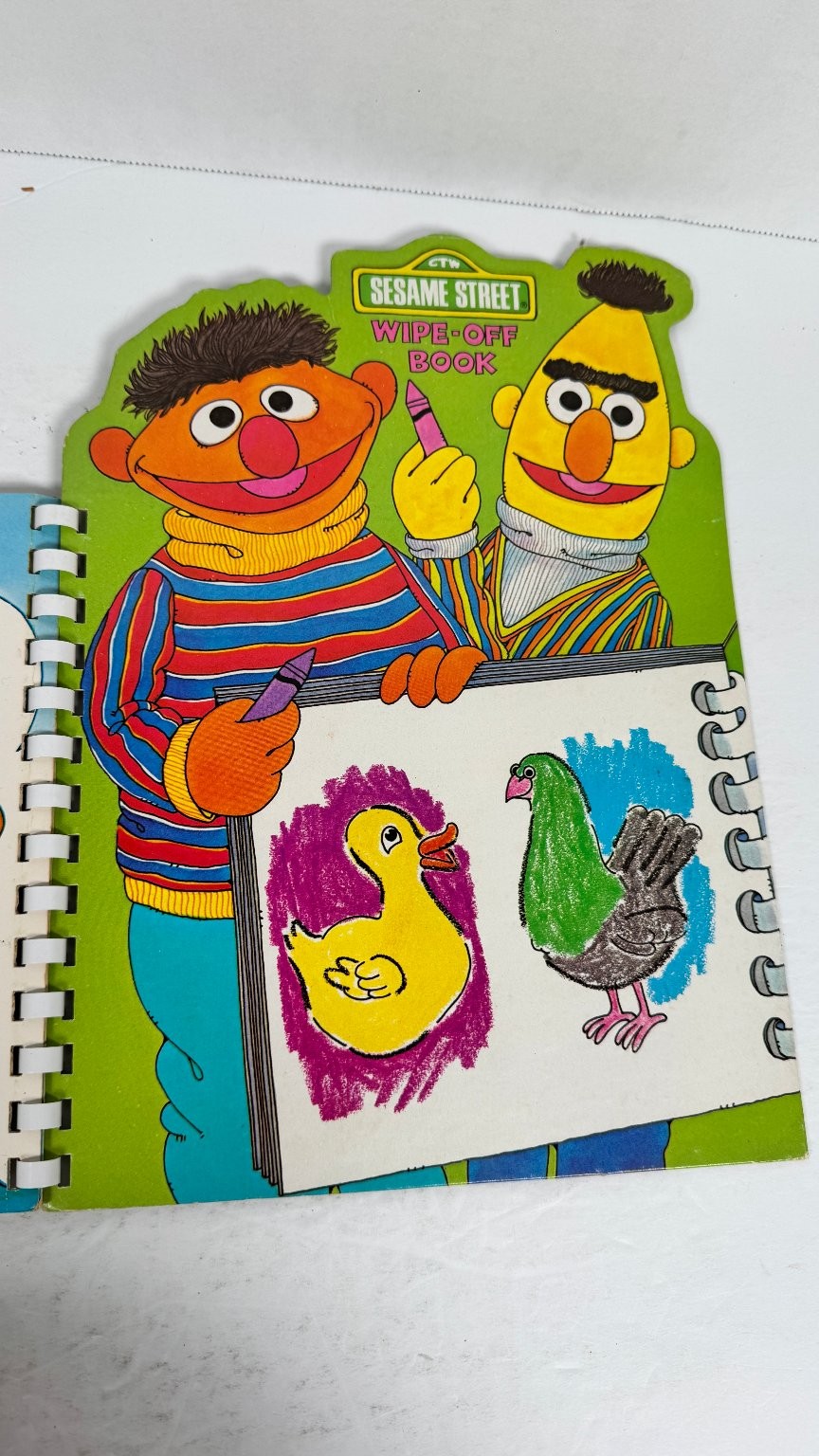 Sesame Street Wipe-Off Book Ernie Bert Big Bird Vintage CTW Activity