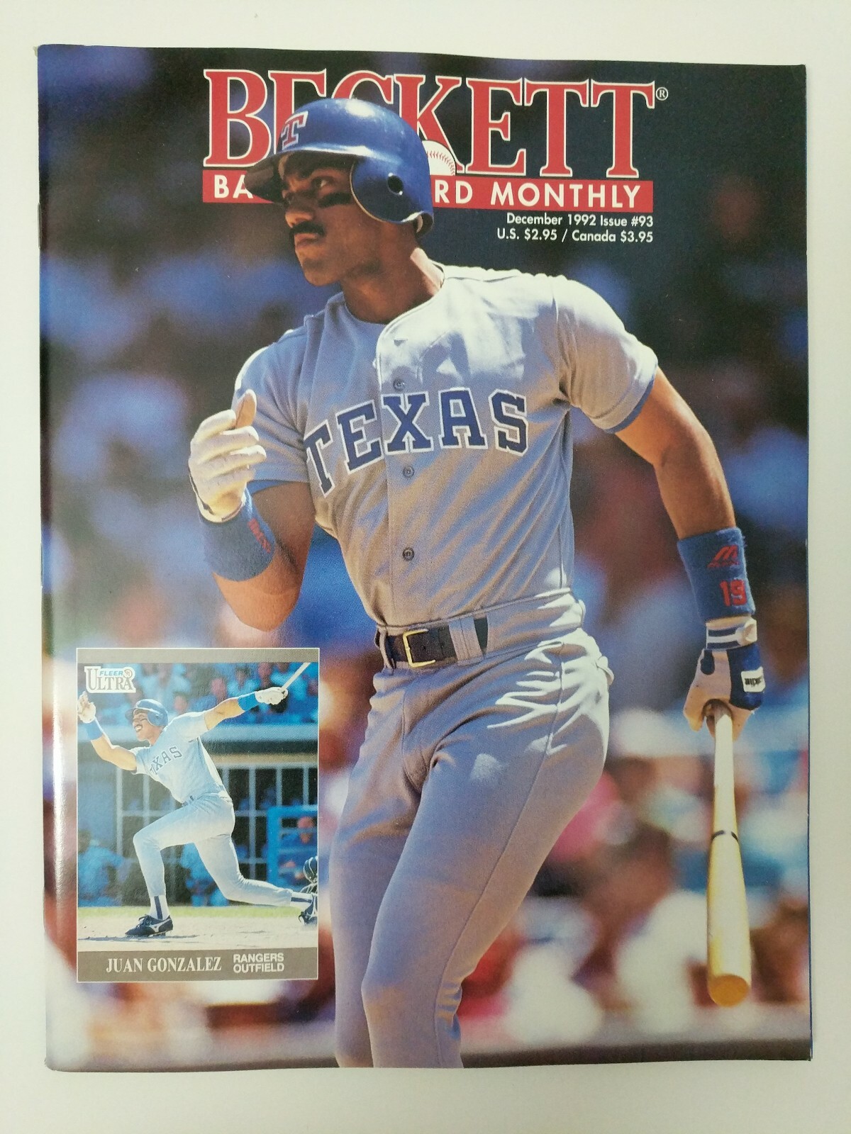 Beckett Baseball Magazine Monthly Price Guide Juan Gonzalez December 1992