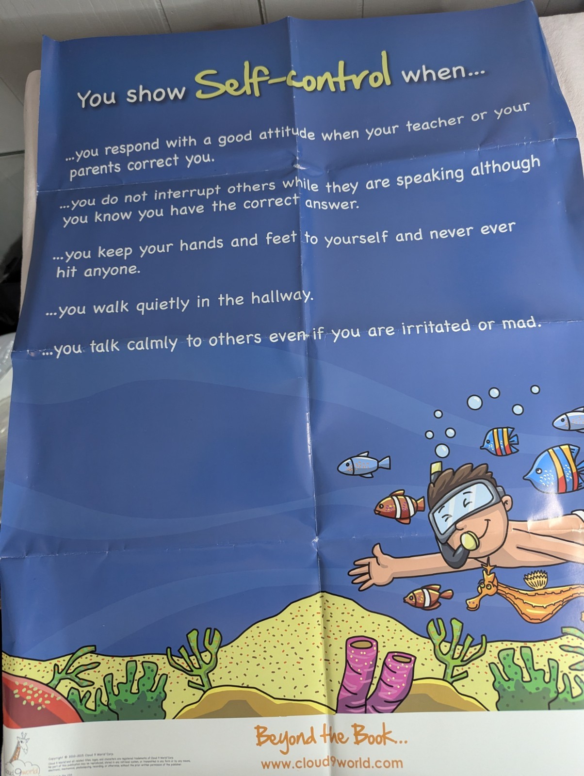 Home School Teachers Cloud 9 world character book SELF-CONTROL 2nd-5th w/ poster
