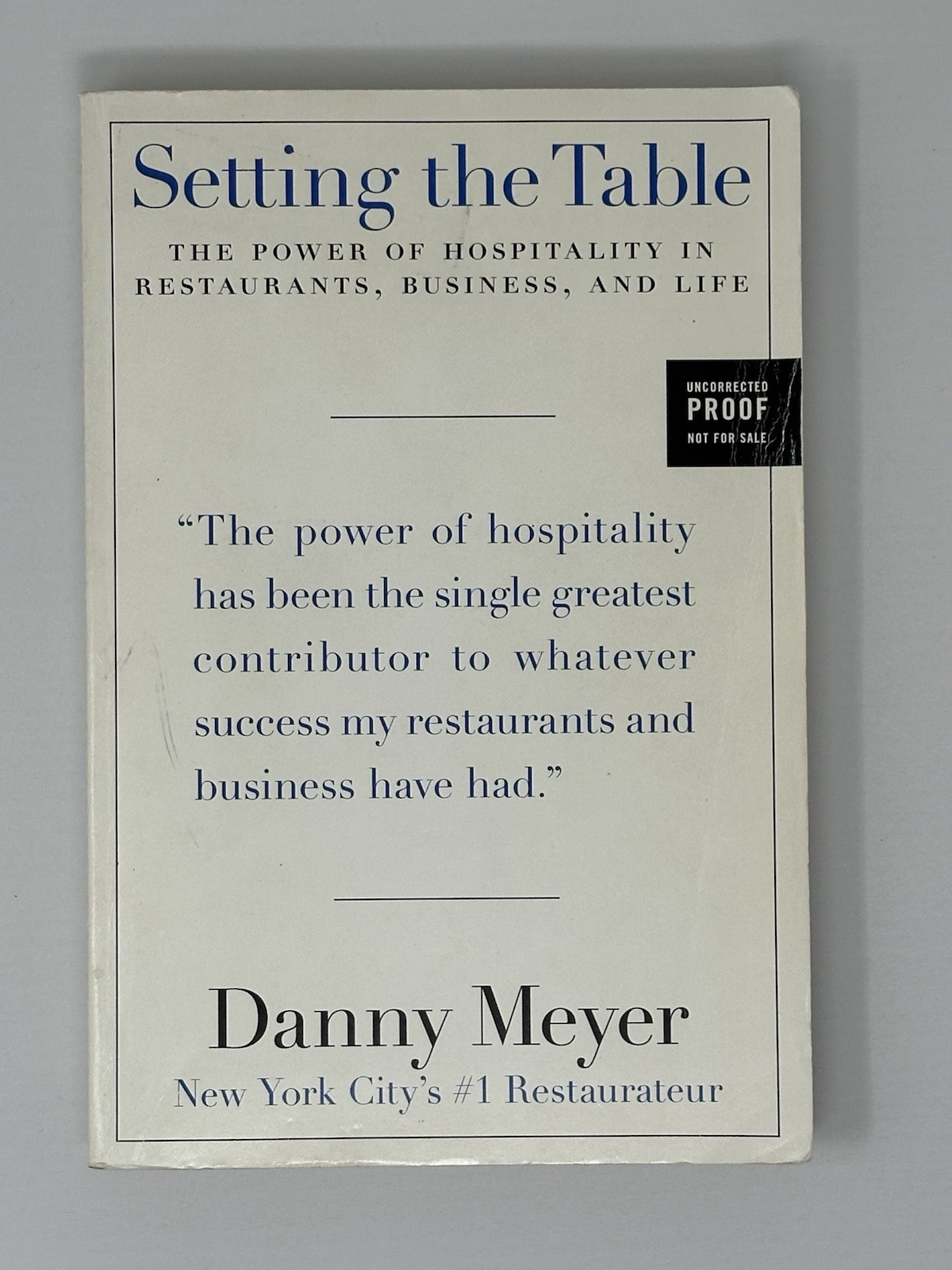 Setting the Table by Danny Meyer (2016, Trade Paperback)