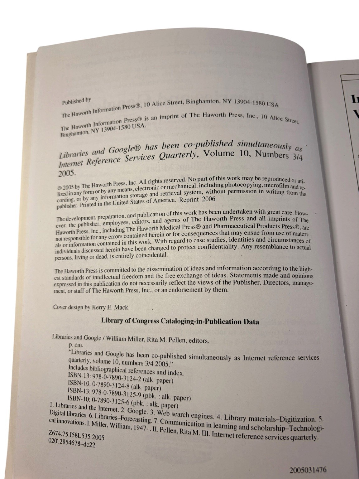 Libraries and Google Miller Pellen 2006 Information Science Haworth Press