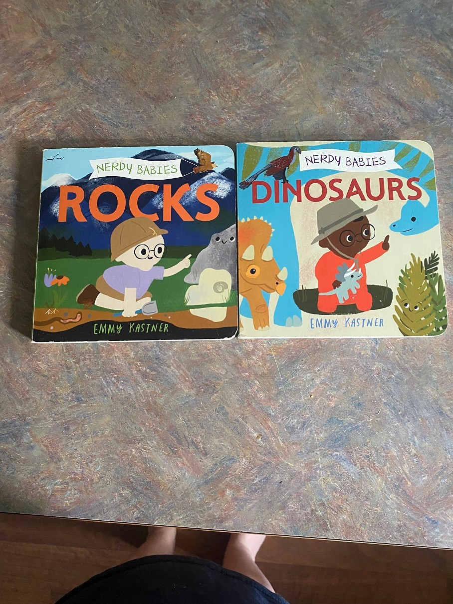 2 Nerdy Babies Board Book Lot Babies Toddler 0-3 Years; Rocks, Dinosaurs