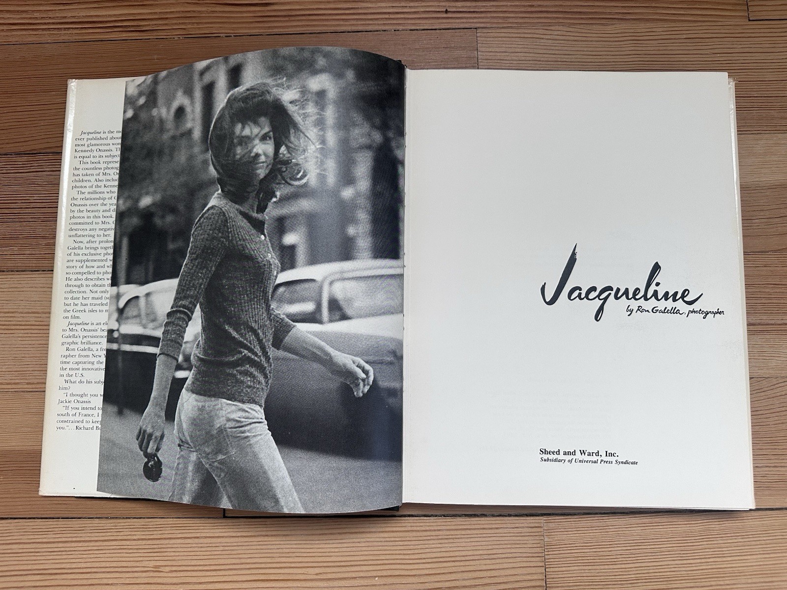 Jacqueline by Ron Galella 1974 HC DJ First Edition Jackie Kennedy Photo Book