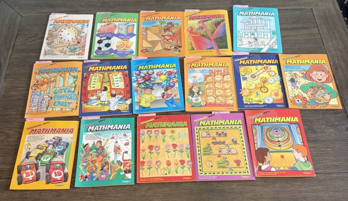 1999 Highlights Mathmania Puzzle Activity Books (Lot of 16) Homeschool Learning
