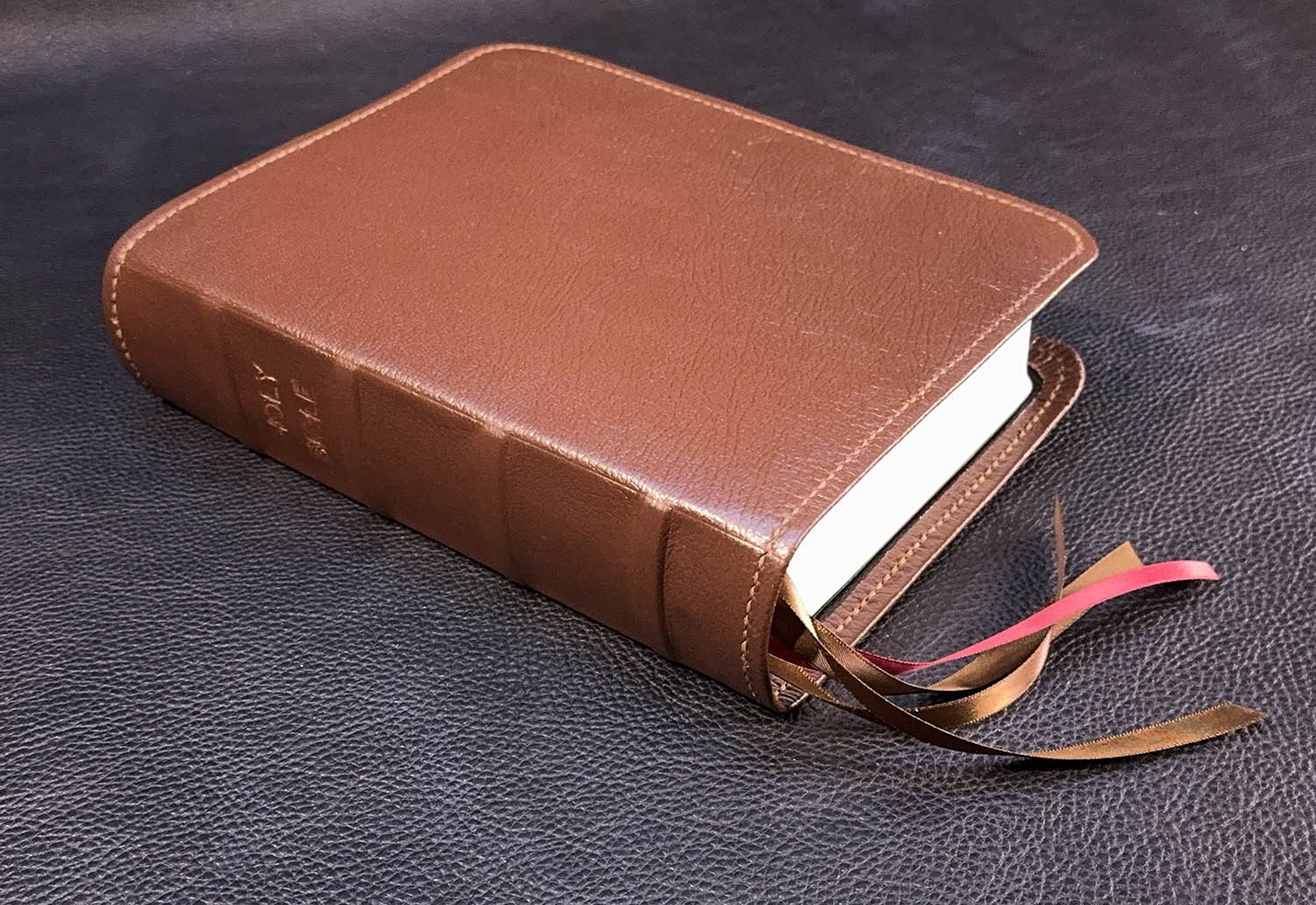 ESV Single Column Journaling Bible, Pebbled Brown Goatskin Leather, 4 Ribbons