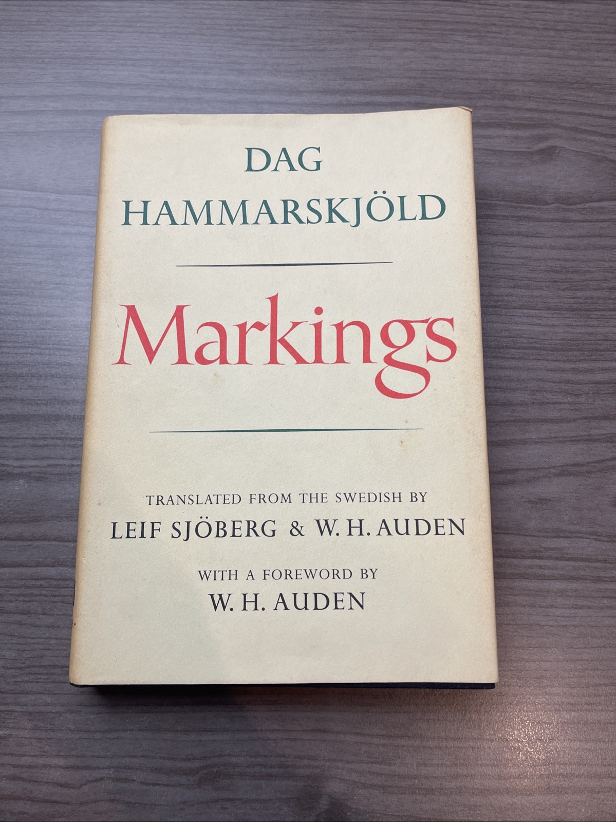 MARKINGS – Dag Hammarskjold HCDJ 35th Printing 1980