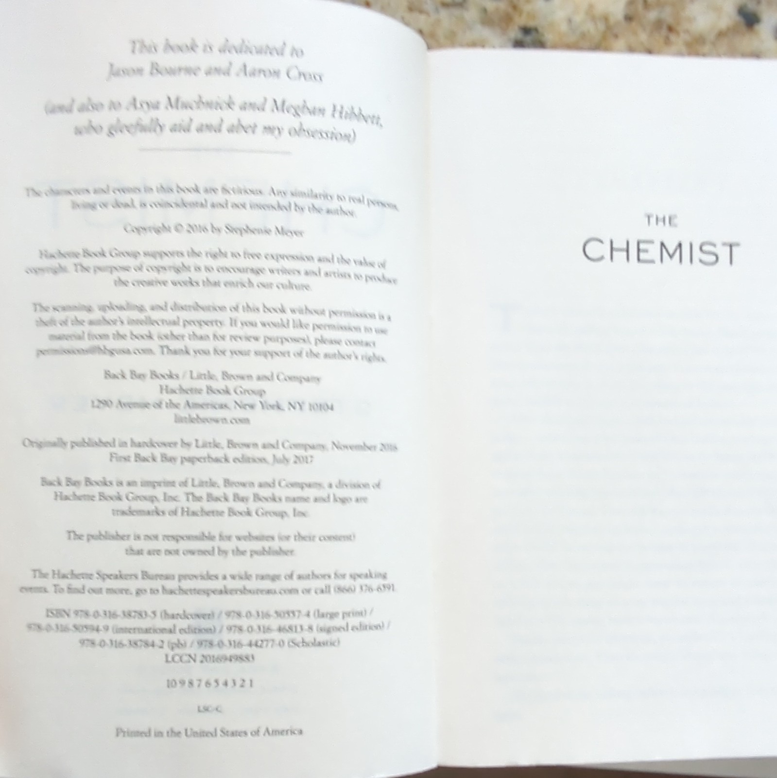 Stephenie Meyer The Chemist Trade Paperback 528 Pages 2017 Back Bay Books