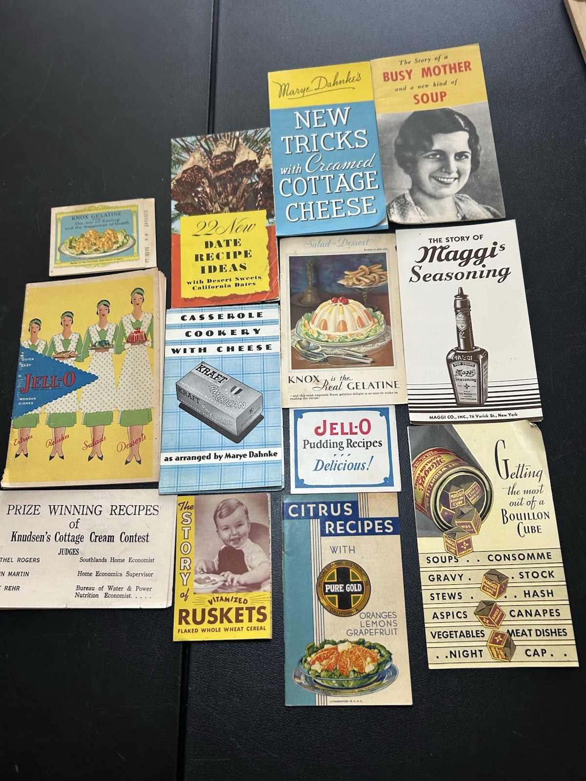 Recipe Cooking Inserts/booklets, Vintage 1929, 1930, 1933 Jello,Date, Soup, Rare