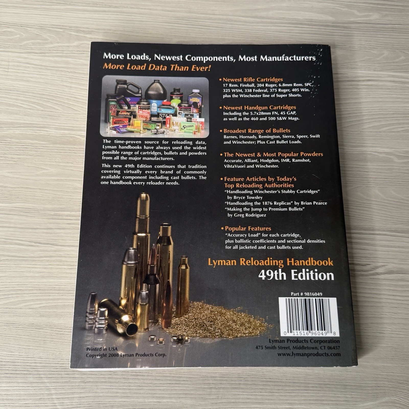 Lyman Reloading Handbook 49th Edition Cartridge Ammunition Guns PB 464 pages