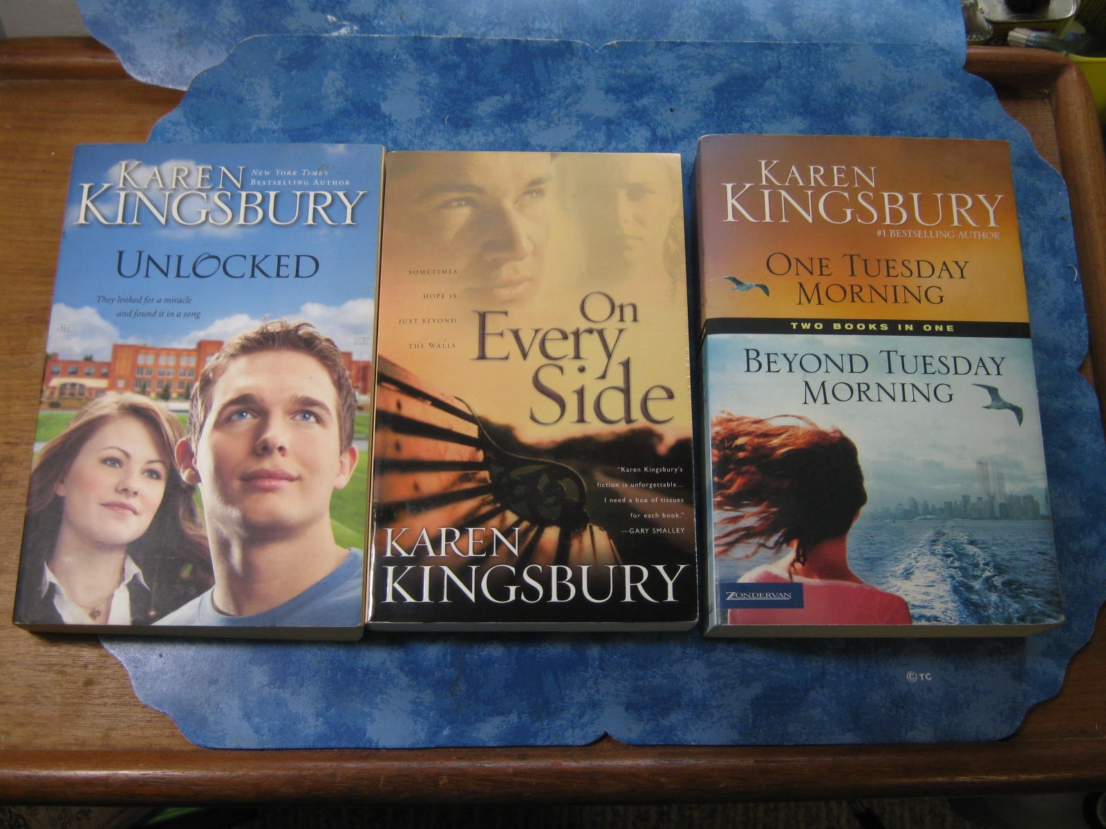 LOT OF 4 INSPIRATIONAL NOVELS In 3 Books KAREN KINGSBURY SC One Tuesday Morning