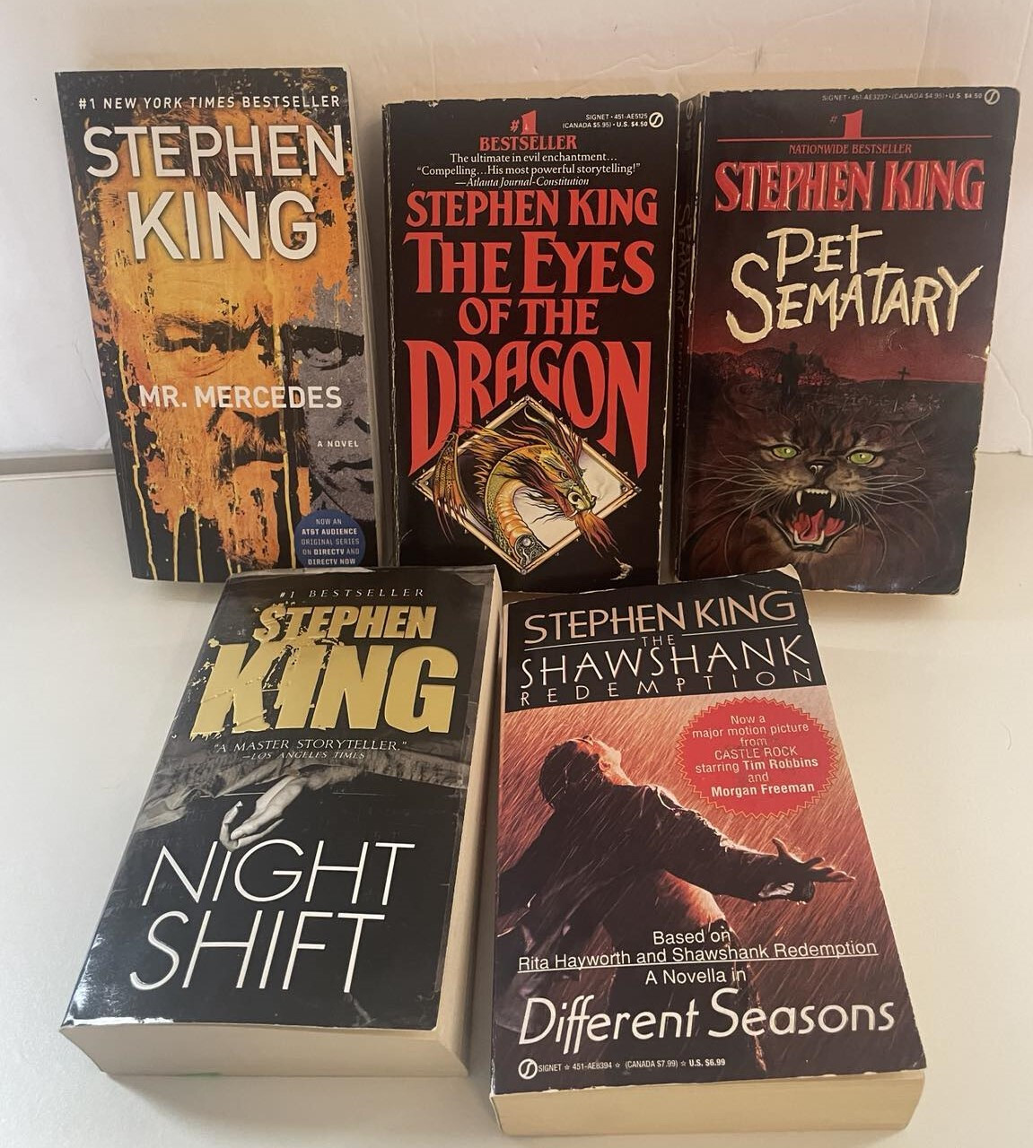 5 Stephen King Paperbacks Pet Sematary Night Shift The Shawshank Redemption etc.